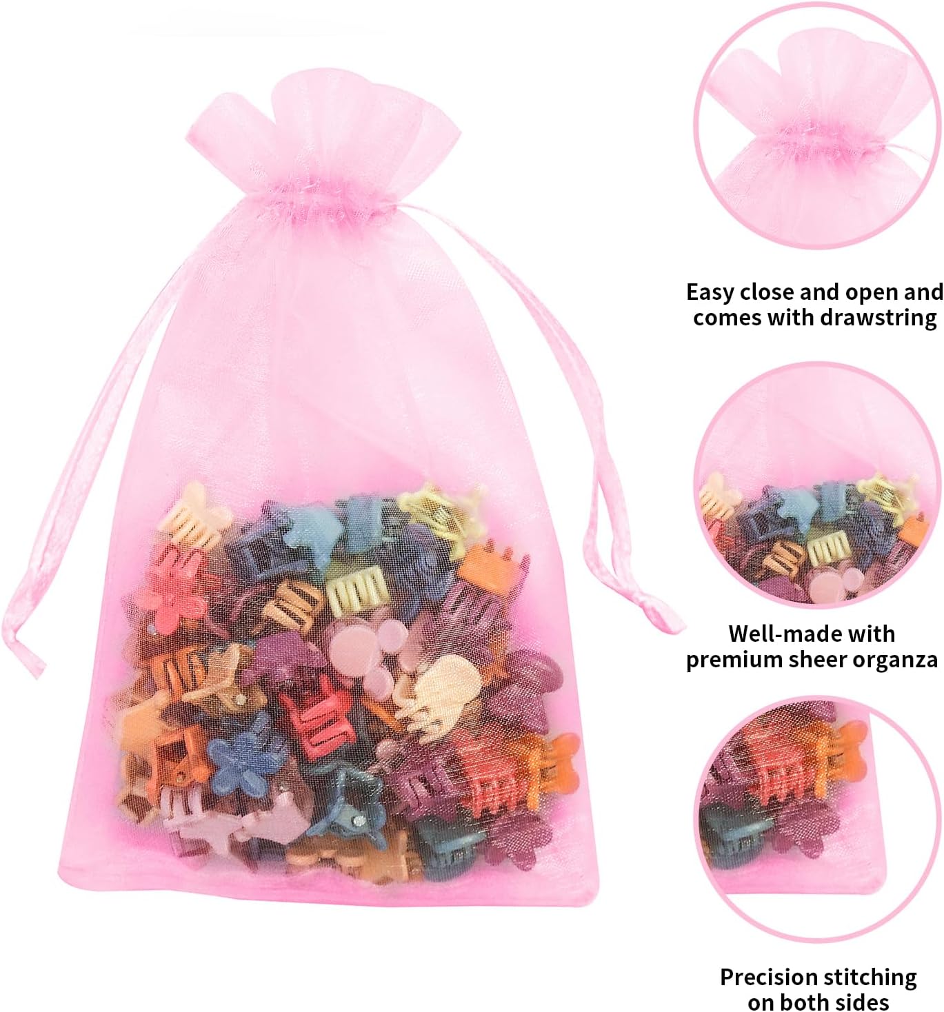 100PCS Multicolor Organza Bags 4x6 Inches Drawstring