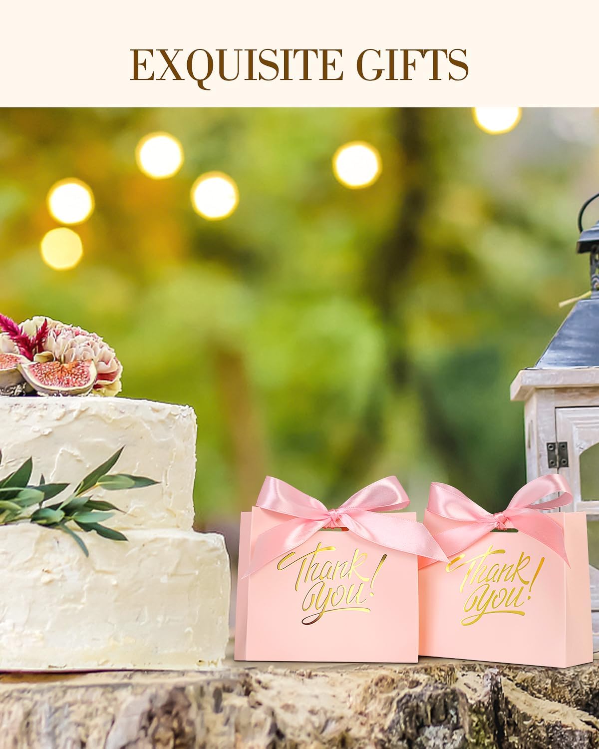 EQOREIIN Small Kraft Gift Bags - 70 Pack with Bow Ribbon Pink 45x18x39 Inches