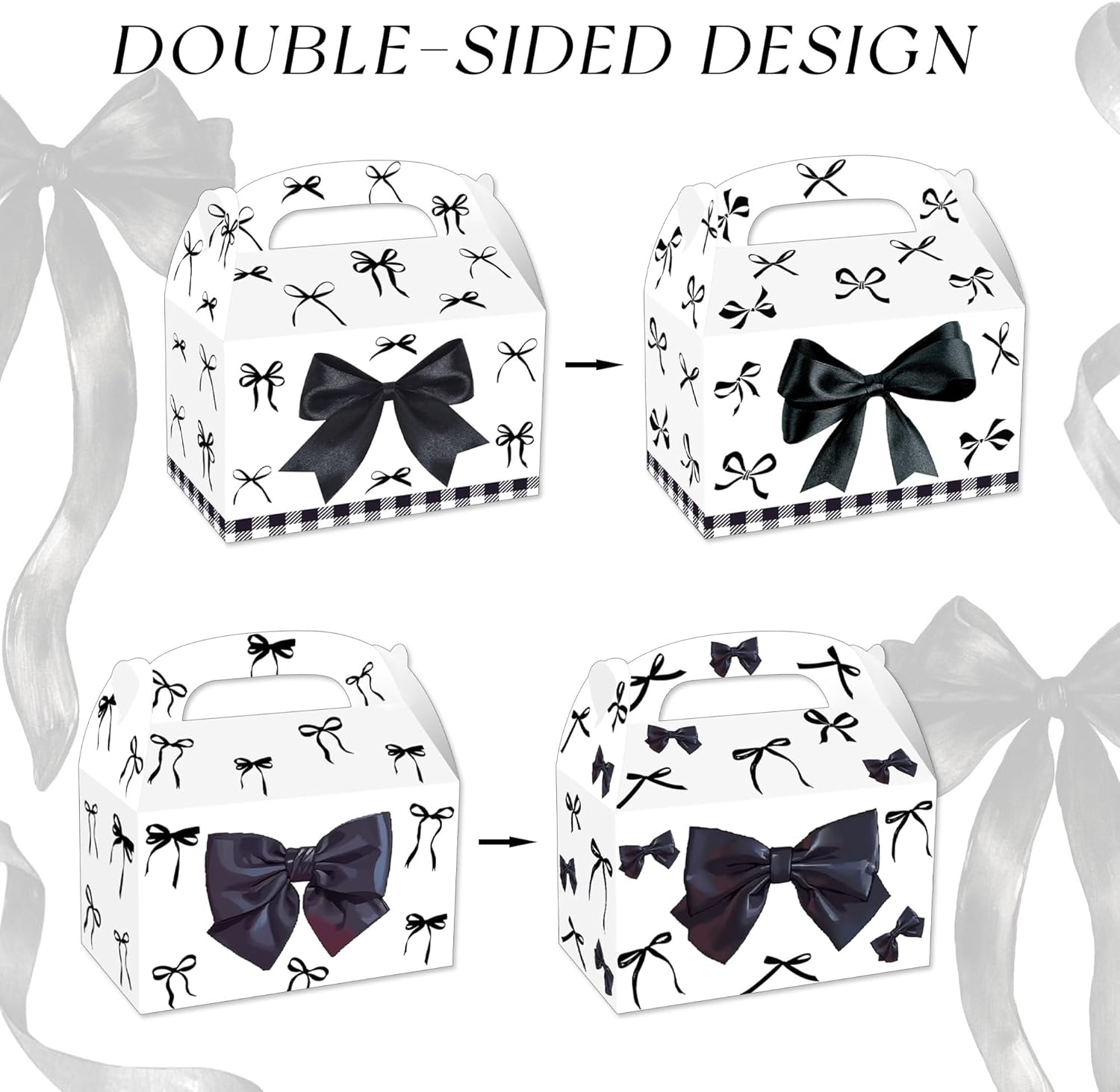 BACH AND BOUJEE 12 Piece Black Bow Party Boxes