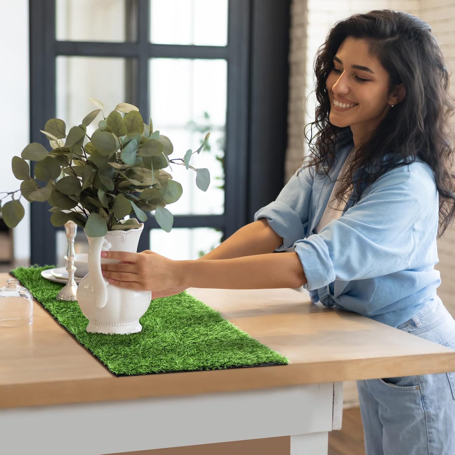 Aodaer 12 Pack Artificial Grass Mats for DIY Decoration