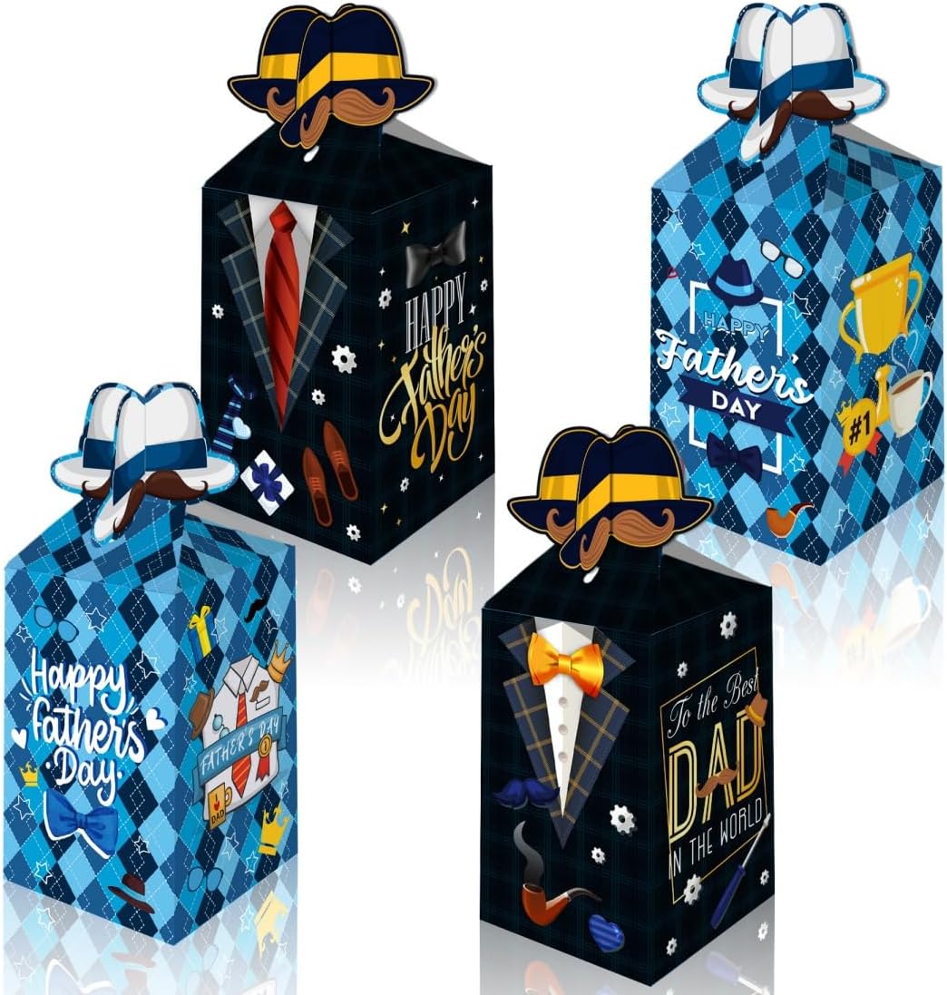 LOONELO Fathers Day Favor Boxes 12 Pcs Blue Cardboard Treat Gift Boxes