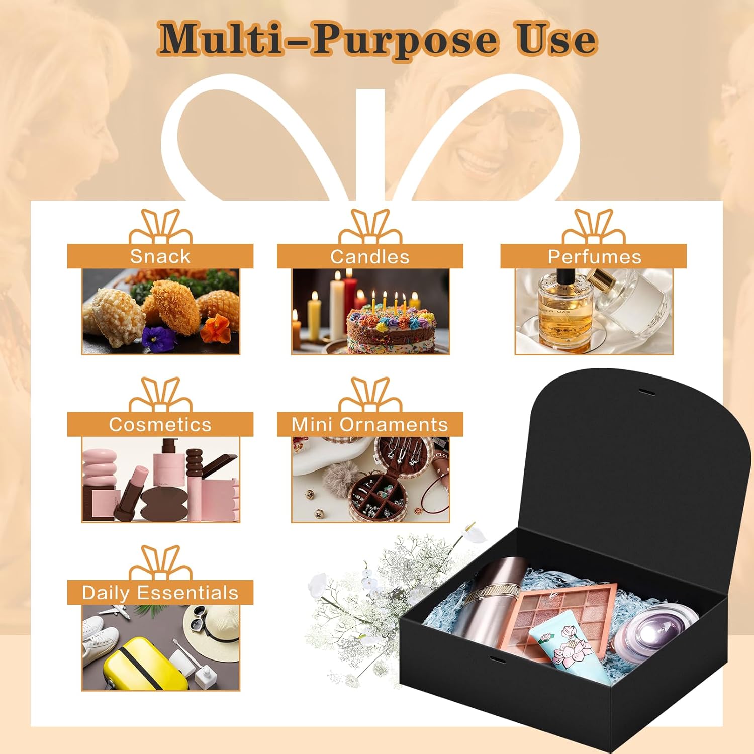 15 Pack Black Gift Boxes with Lids for Wedding and Party