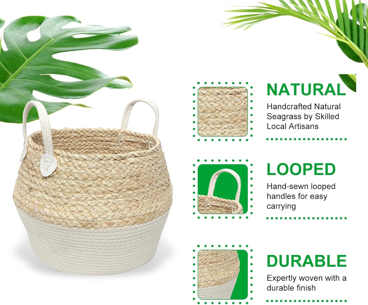 Corn Husk Handwoven Indoor Plant Pot Storage Basket