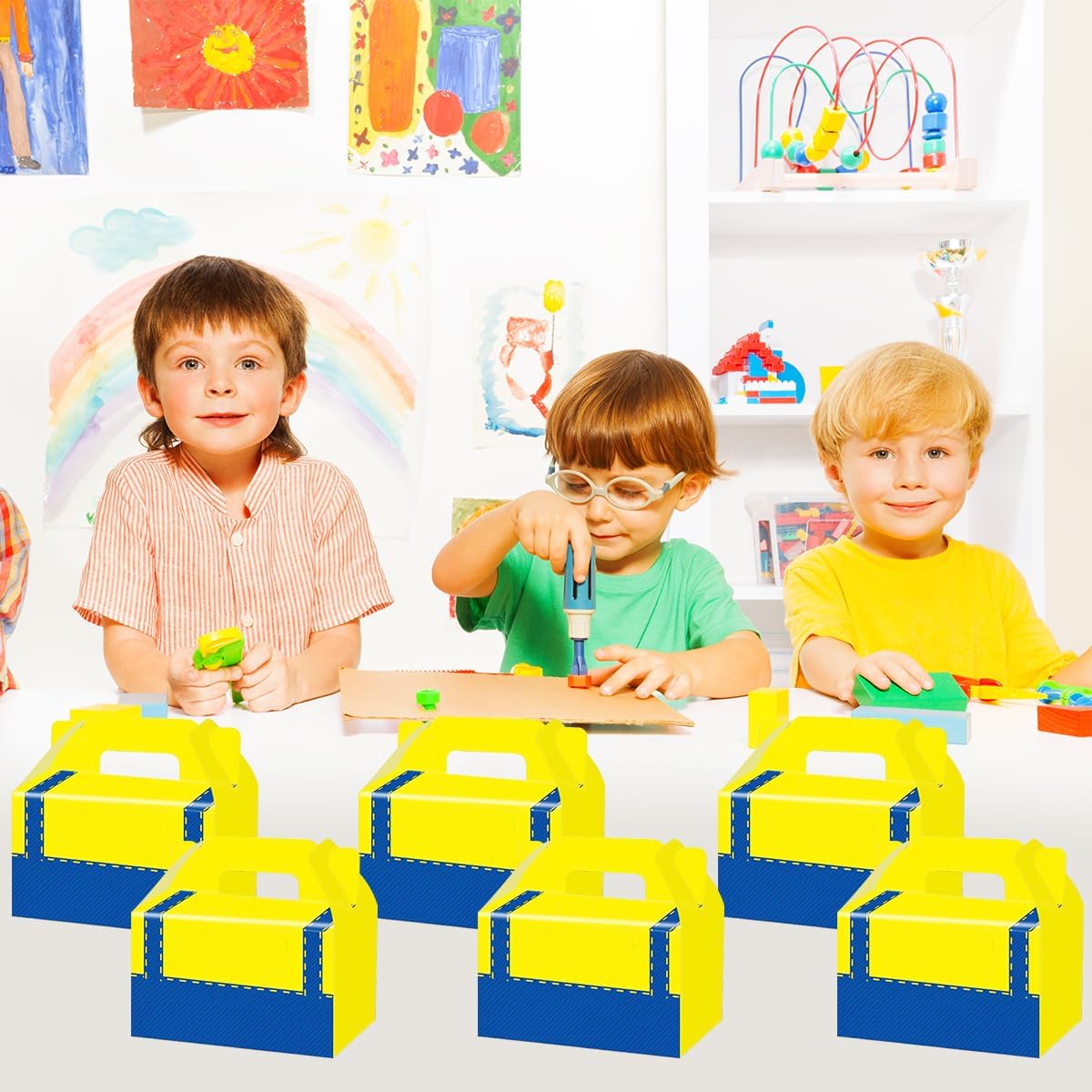 SHONHONG Yellow Cartoon Gift Boxes for Birthday Parties