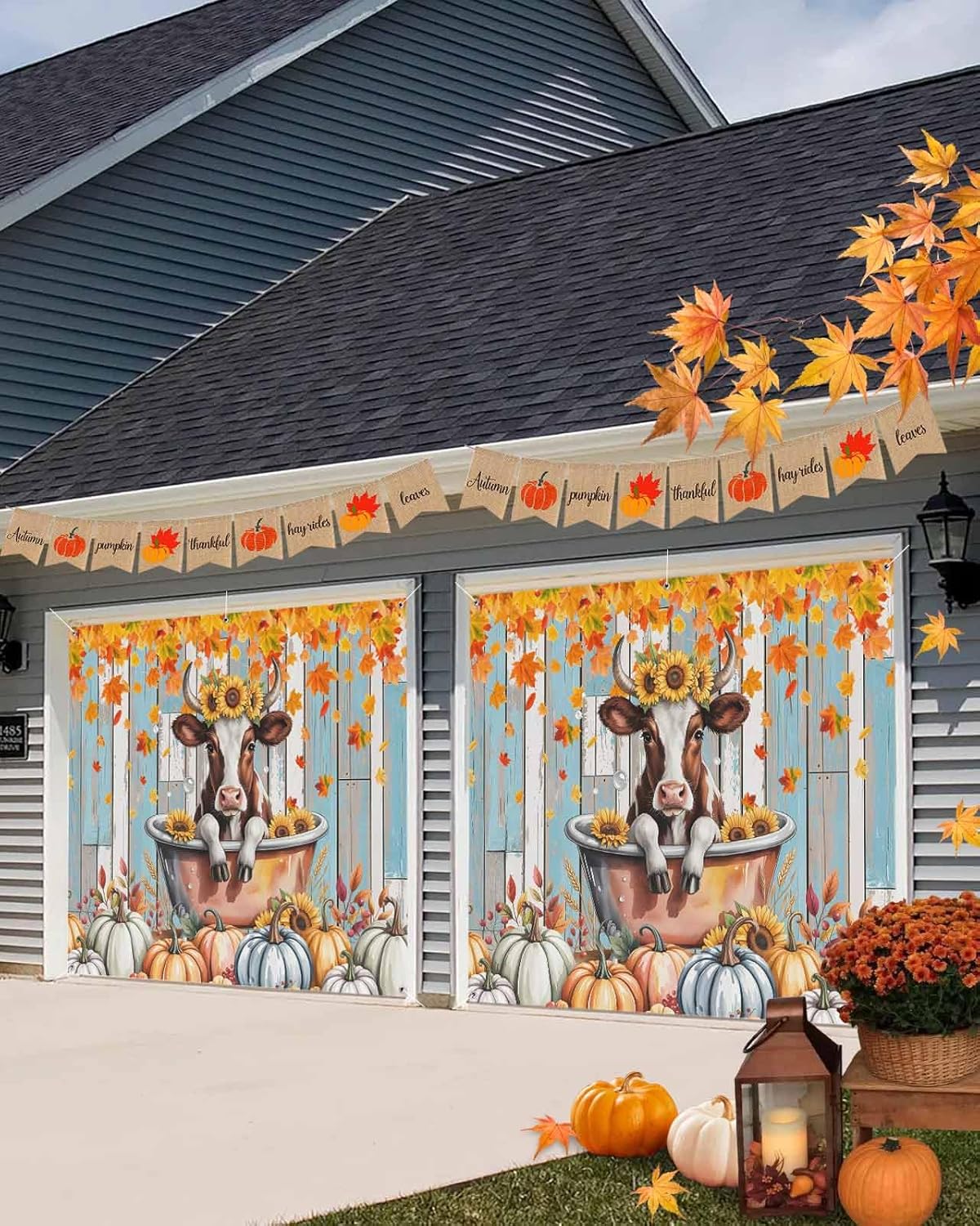 Fall Garage Door Banner Cover 7x8 Ft Thanksgiving Decor