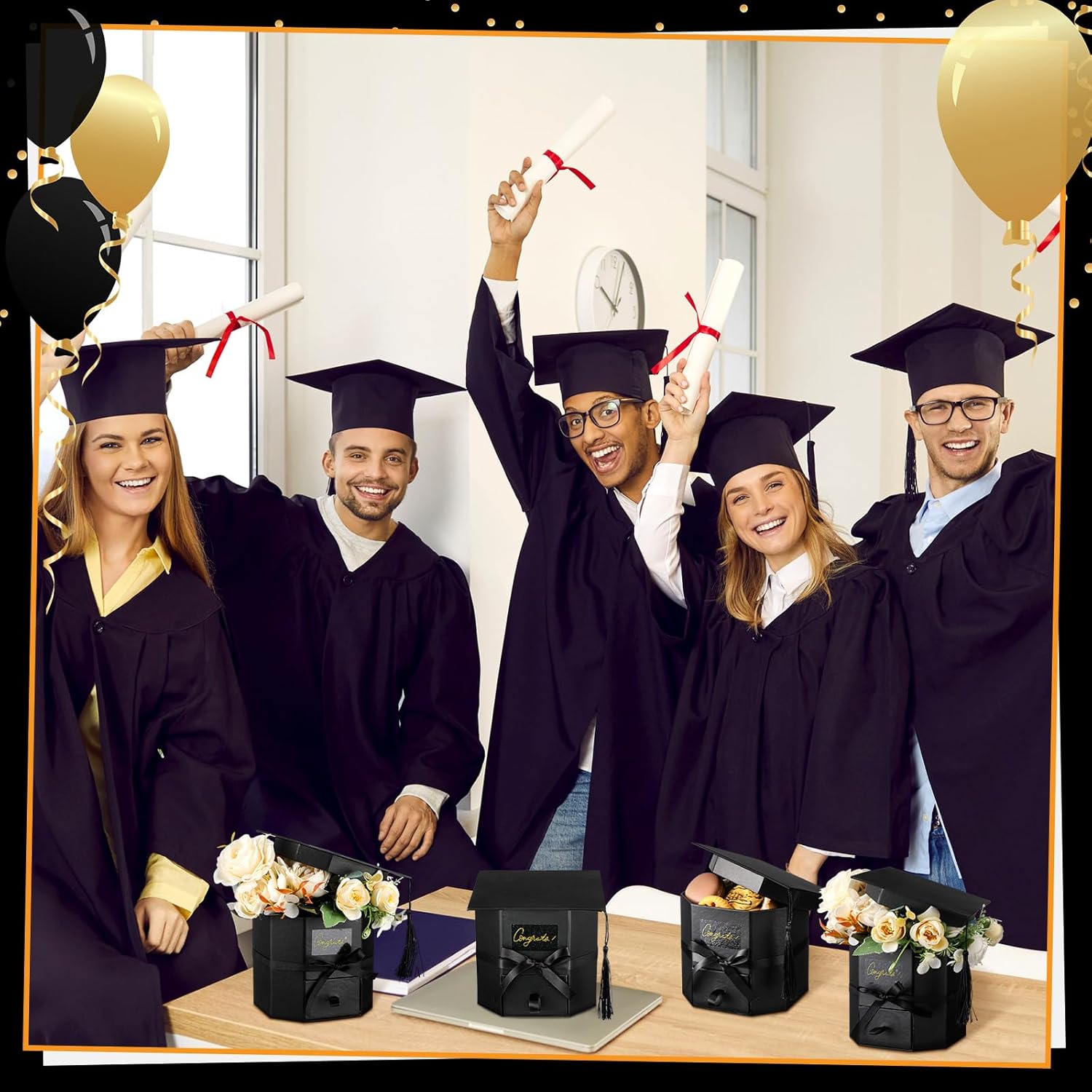 Chunful 3 Pcs Graduation Cap Gift Boxes with Drawer