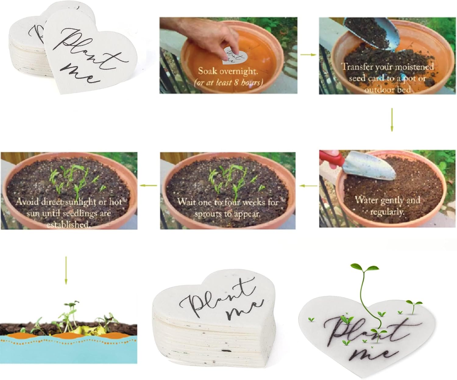 Mixrug 50 Plantable Wildflower Paper Heart Shaped Babyshower Favors