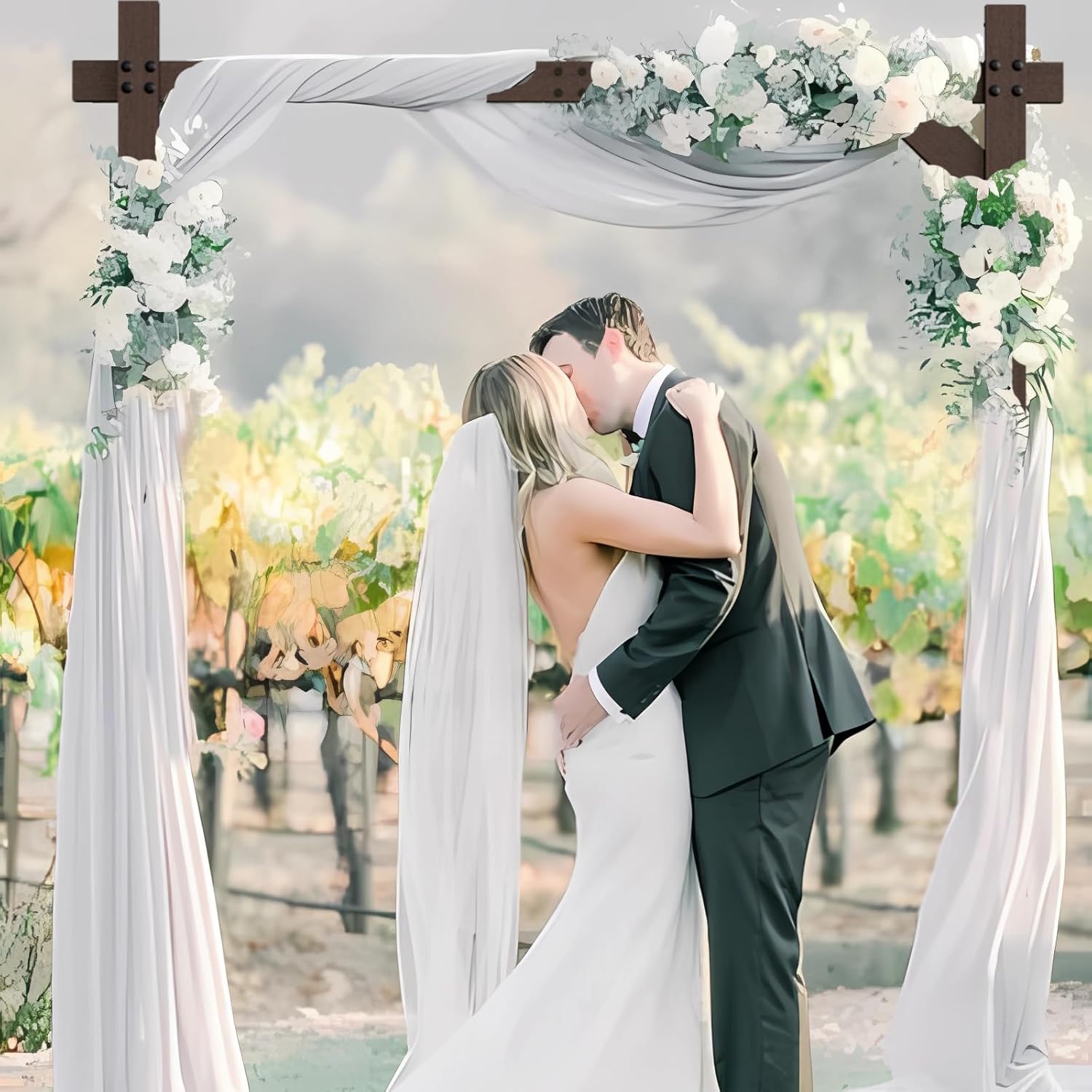 Wooden Wedding Arch 748FT Square Frame for Ceremony and Events