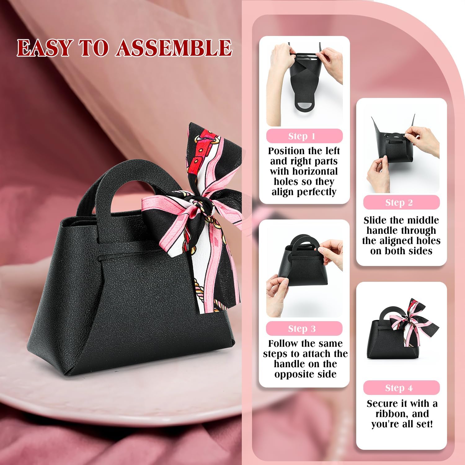 KAZIPA 12 Pack Faux Leather Gift Bags with Handle