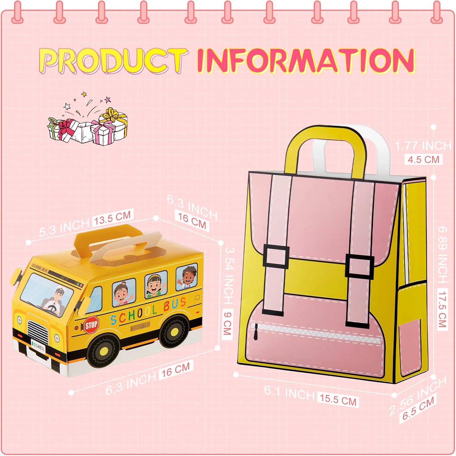 Weysat 36 Pcs School Bus Goodie Box and Backpack Bags Set