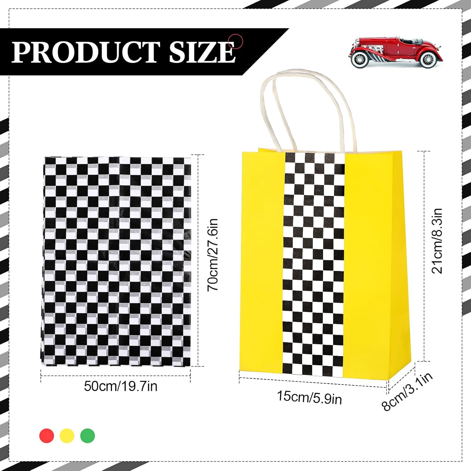 Glenmal 16 Pack Racing Car Gift Bags with Handles