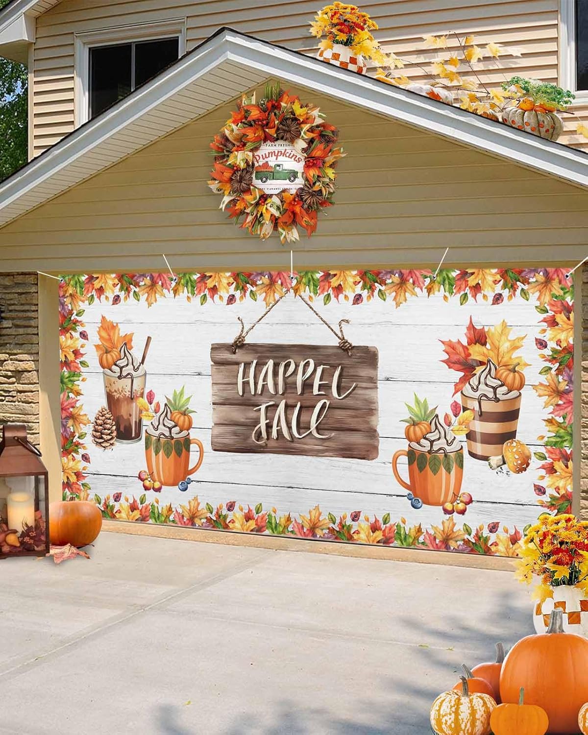 Fall Garage Door Banner 7x8 ft Thankful Decor