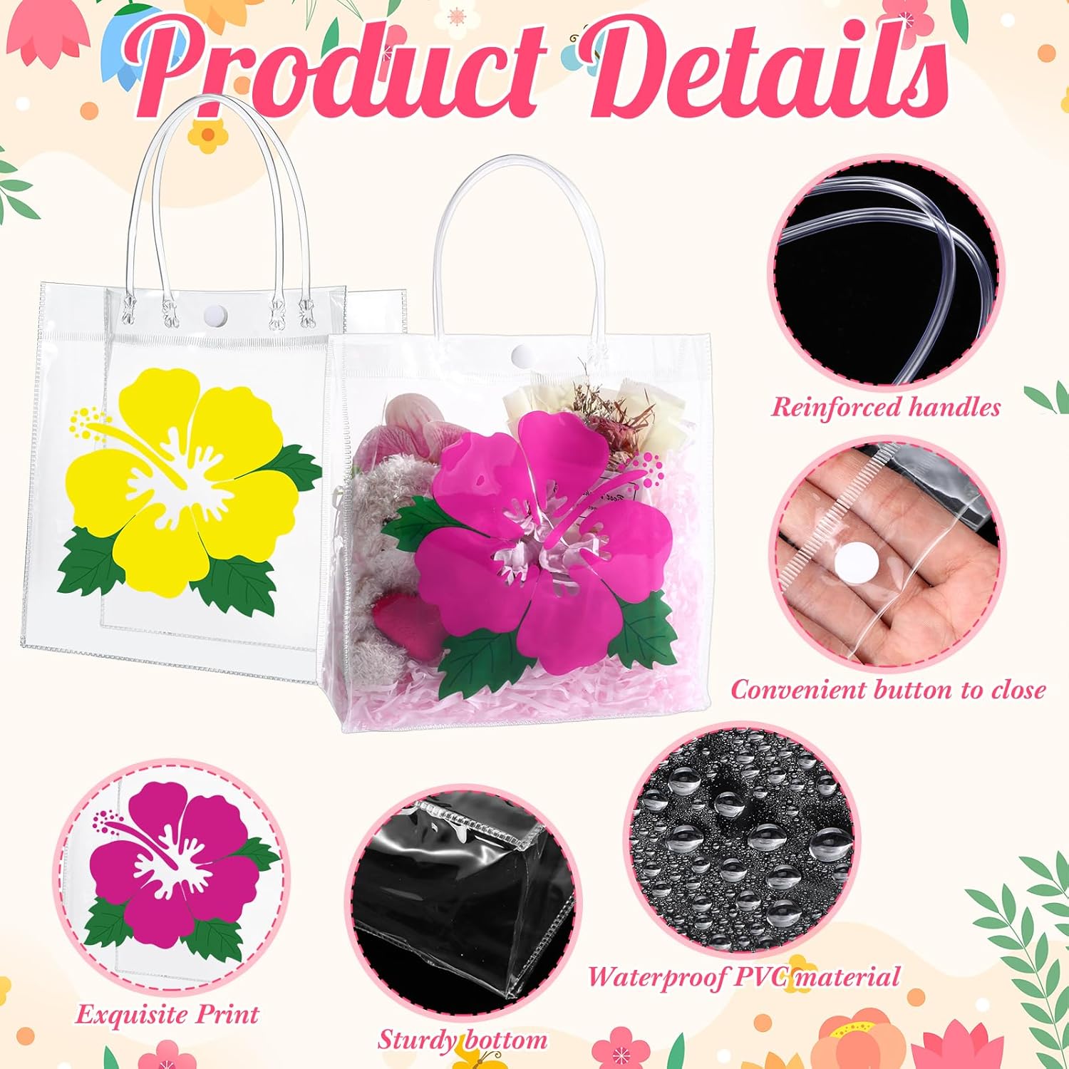 Wesnoy 24 Piece Tropical Luau Gift Bags with Handle