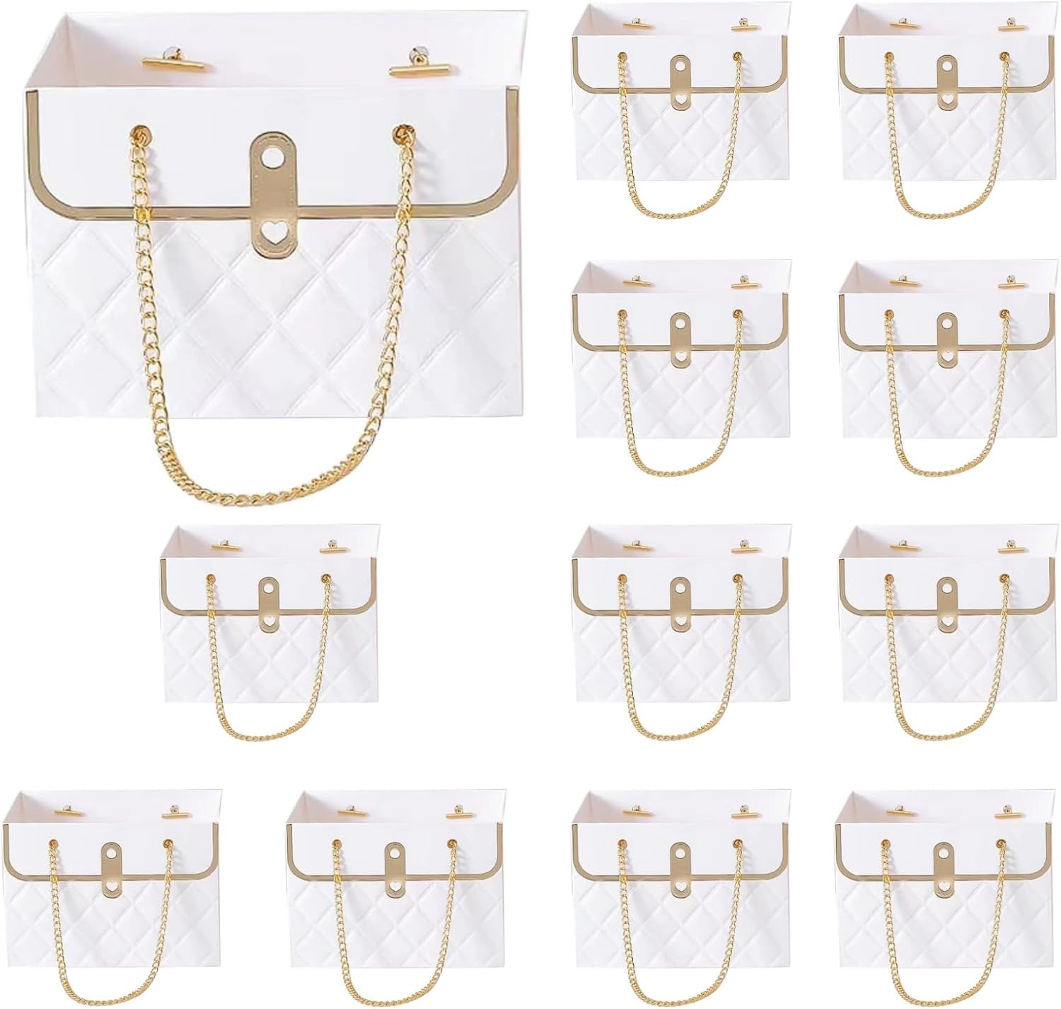 Long Xin Series 12pcs White Gift Boxes with Metal Chain