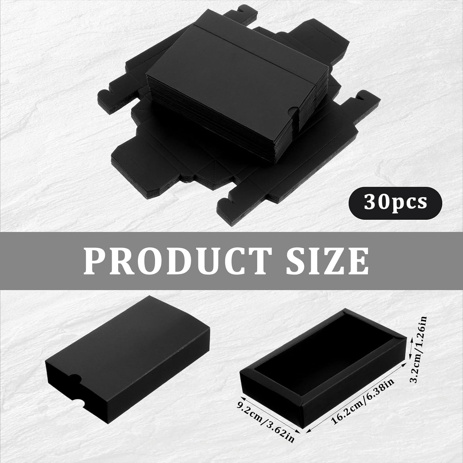 Telooco 30 Pack Black Kraft Gift Boxes