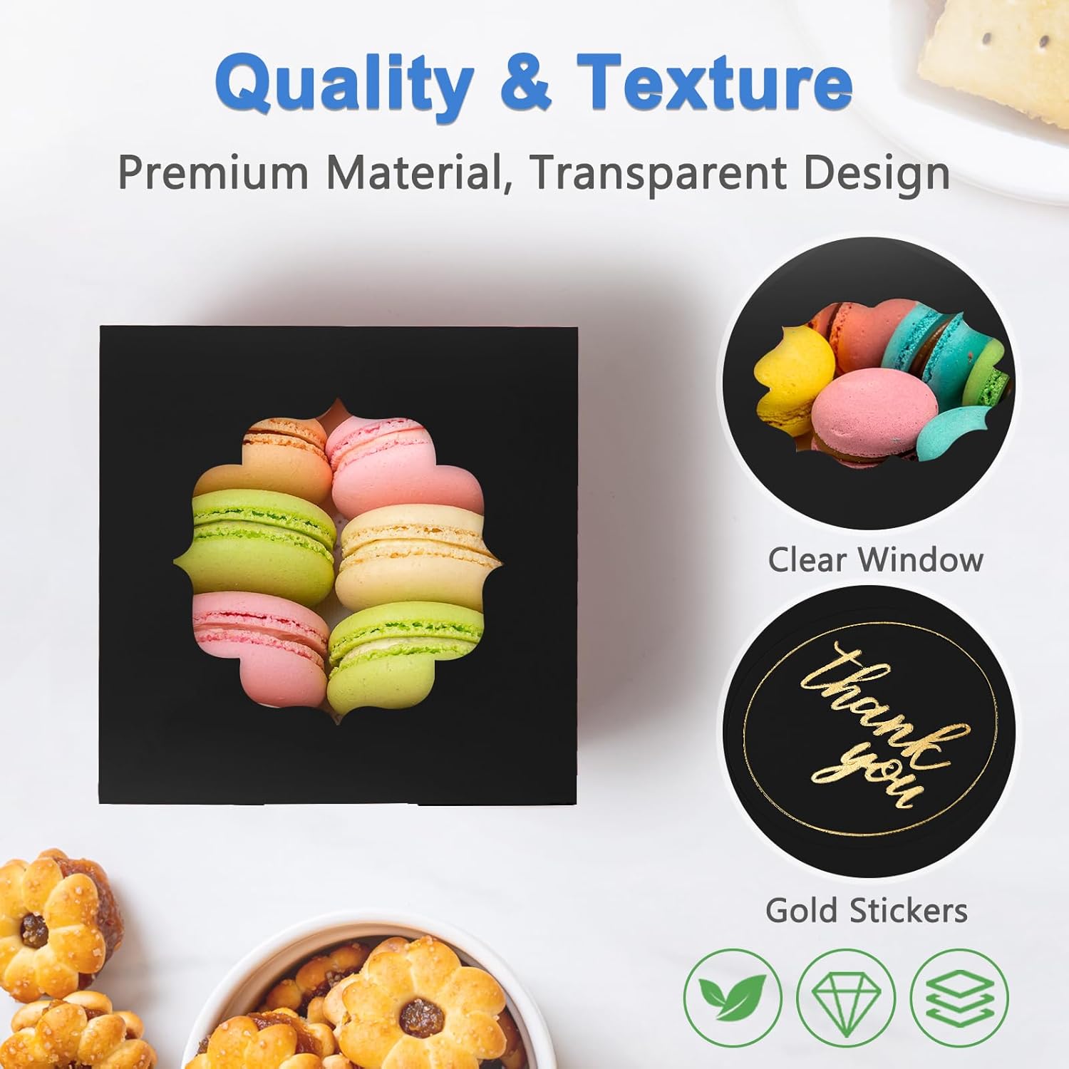 Shallive 4-Inch Cookie Boxes 25 Pcs Black Gift Box