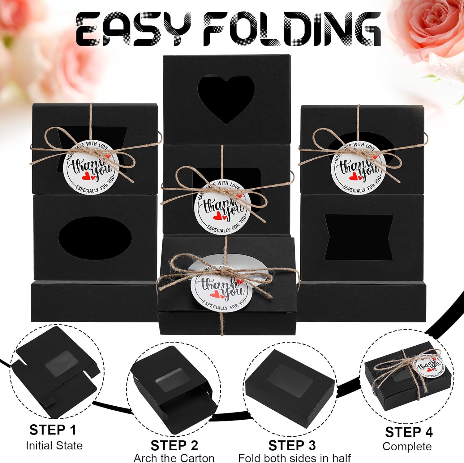 Kosiz 100 Pcs Soap Boxes with Clear Windows Black Gift Packaging