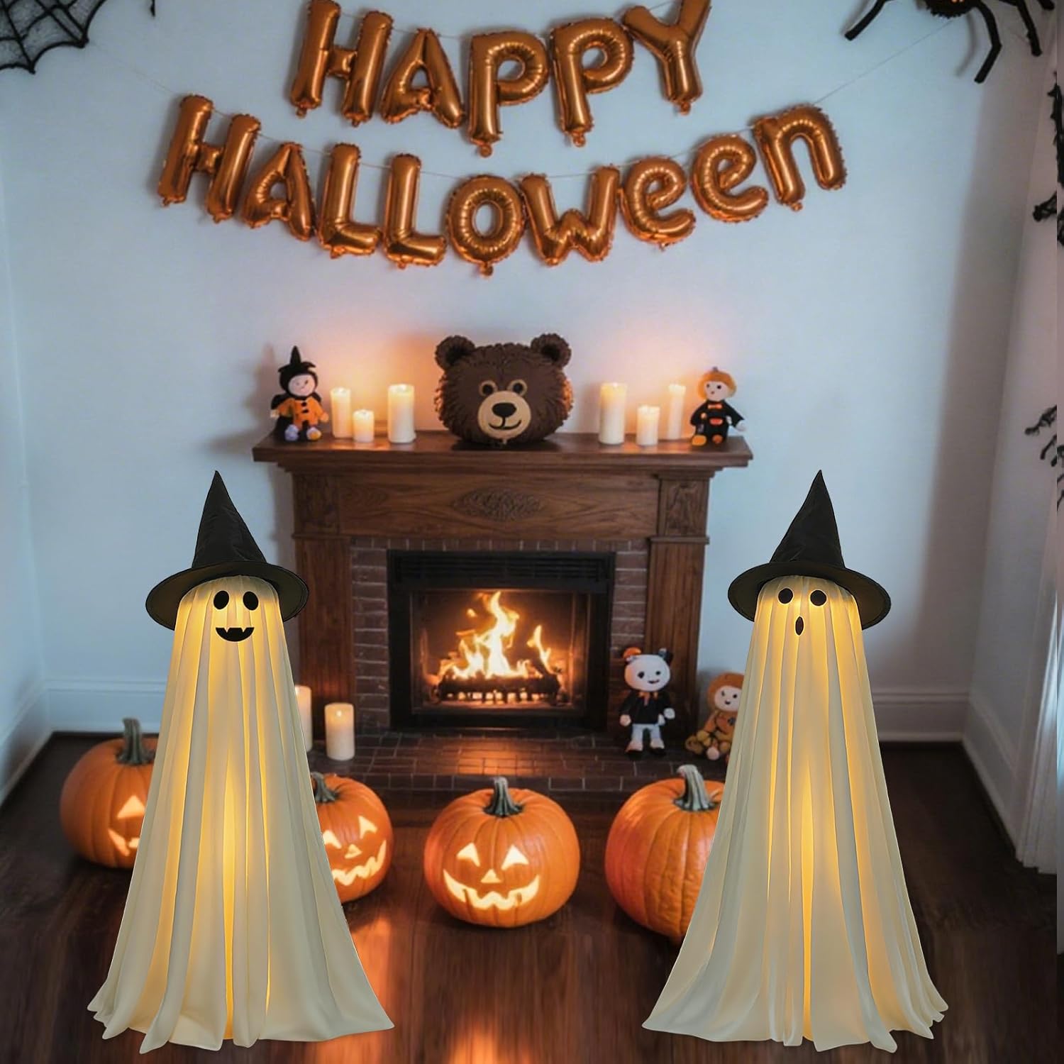 PEJOURI Halloween Decor 2 Pack Ghost Lights