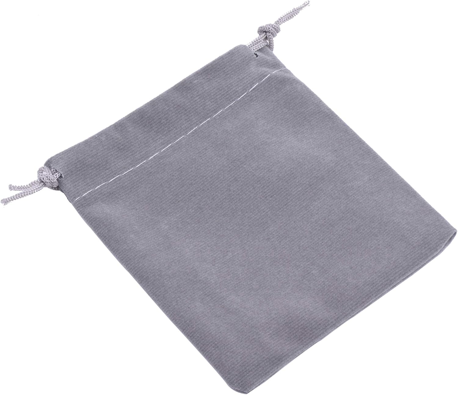 Sansam 50pcs Grey Drawstring Velvet Bags for Gifts and Events