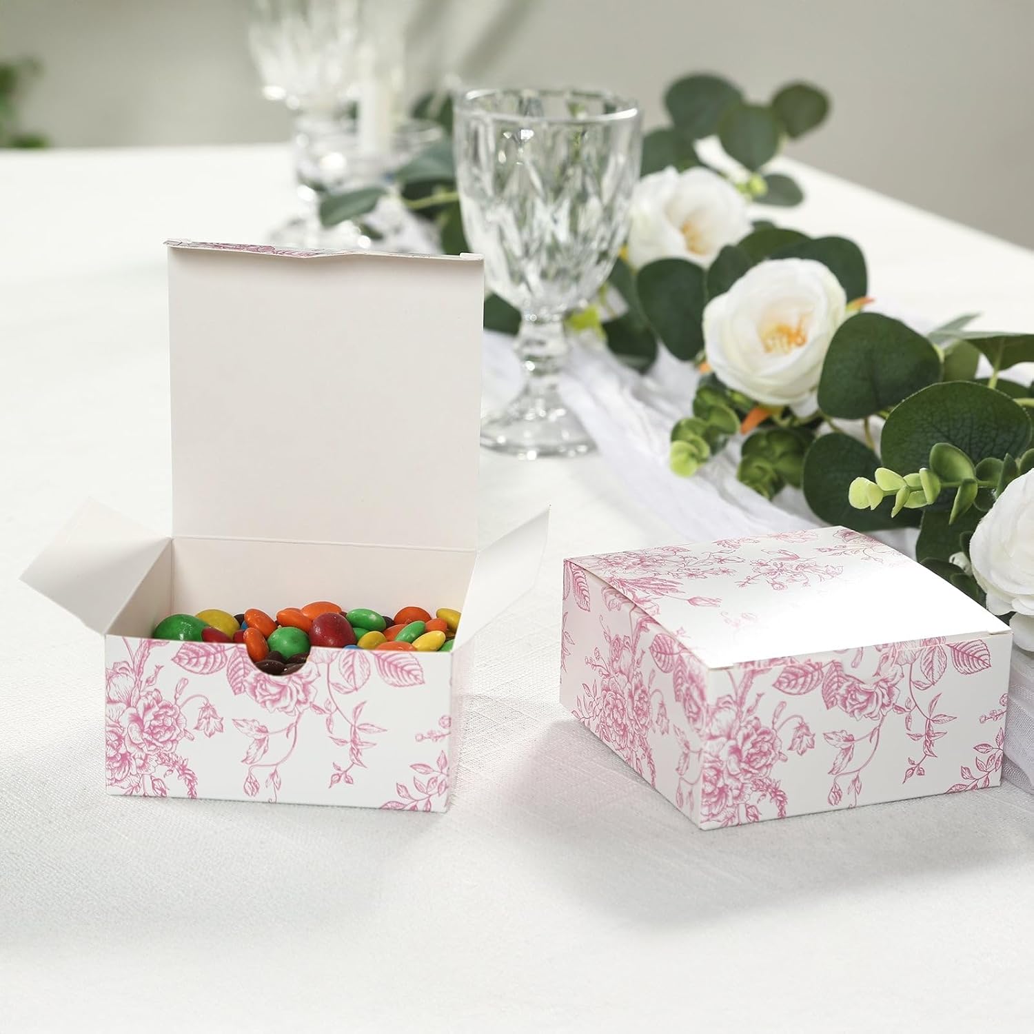 Efavormart 25 Pack Matte Pink White Gift Boxes