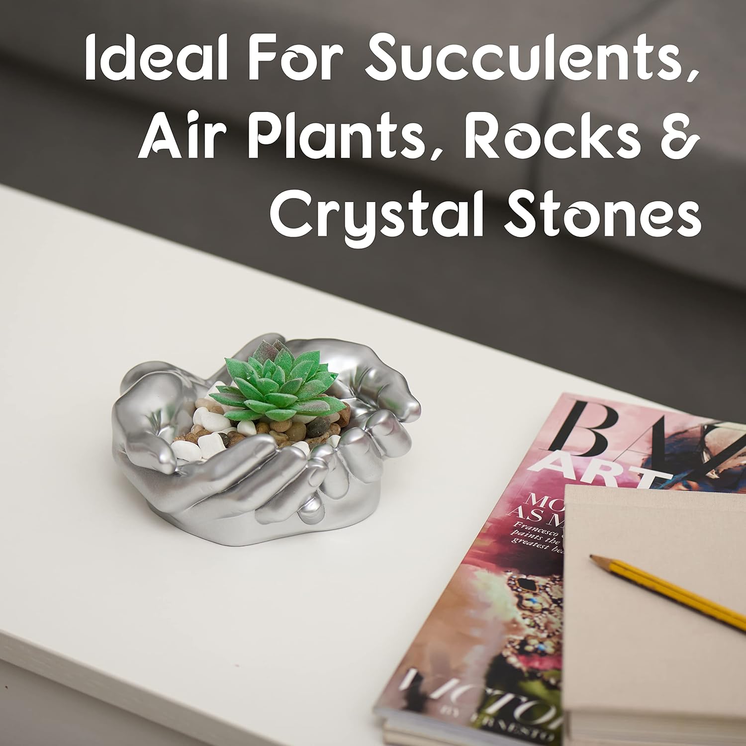 Hand Shaped Succulent Planter Pot - Silver