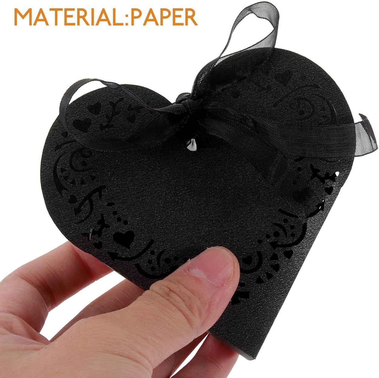 HOMSFOU Heart Shape Wedding Favor Boxes with Ribbons
