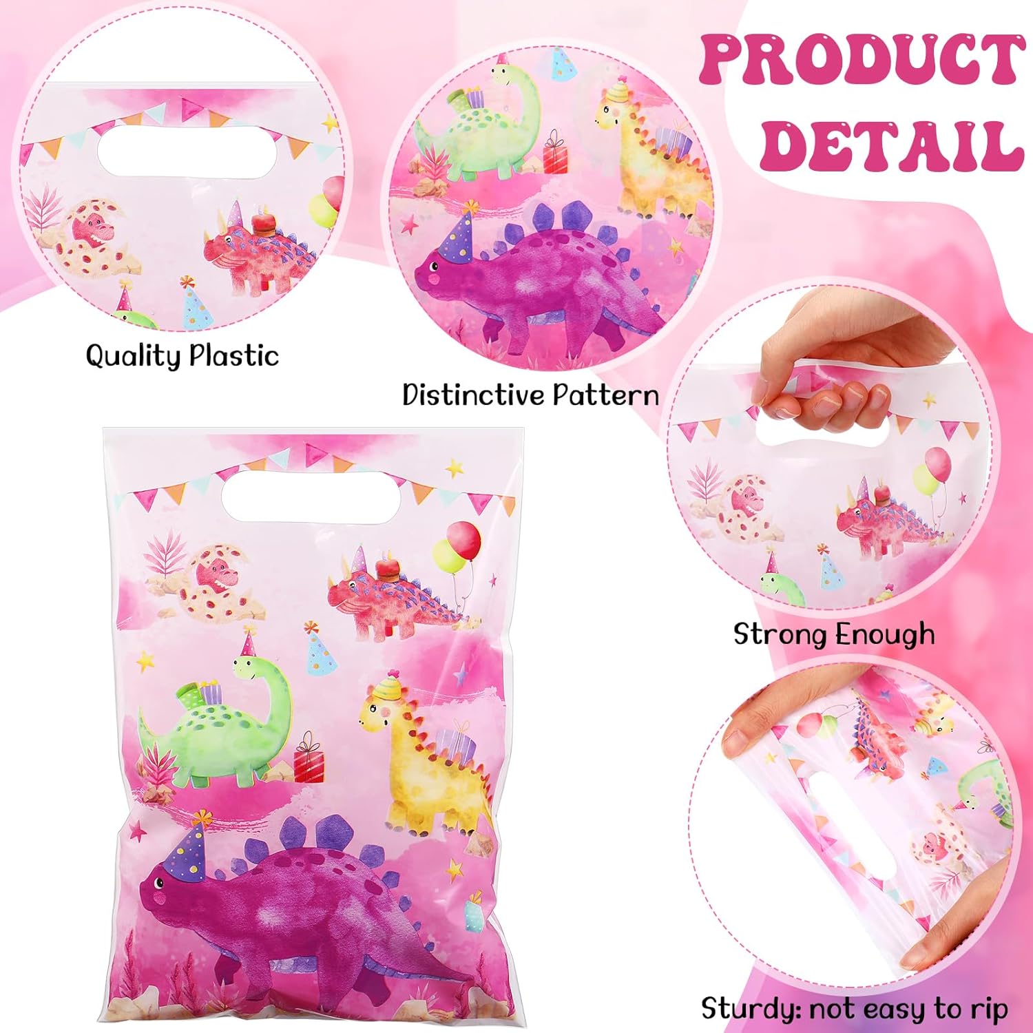 100 Pcs Watercolor Dinosaur Party Favor Bags