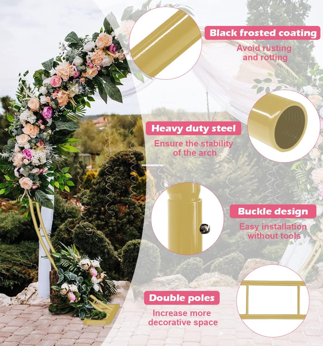 Queension Extra Large Metal Wedding Arch with Base