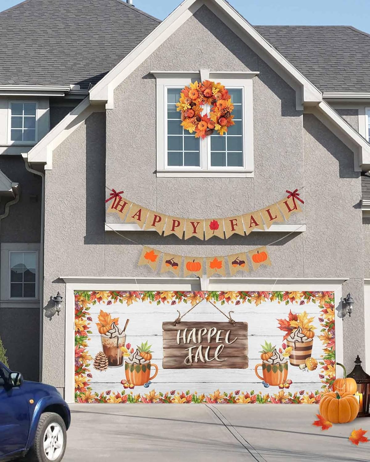 Fall Garage Door Banner 7x8 ft Thankful Decor