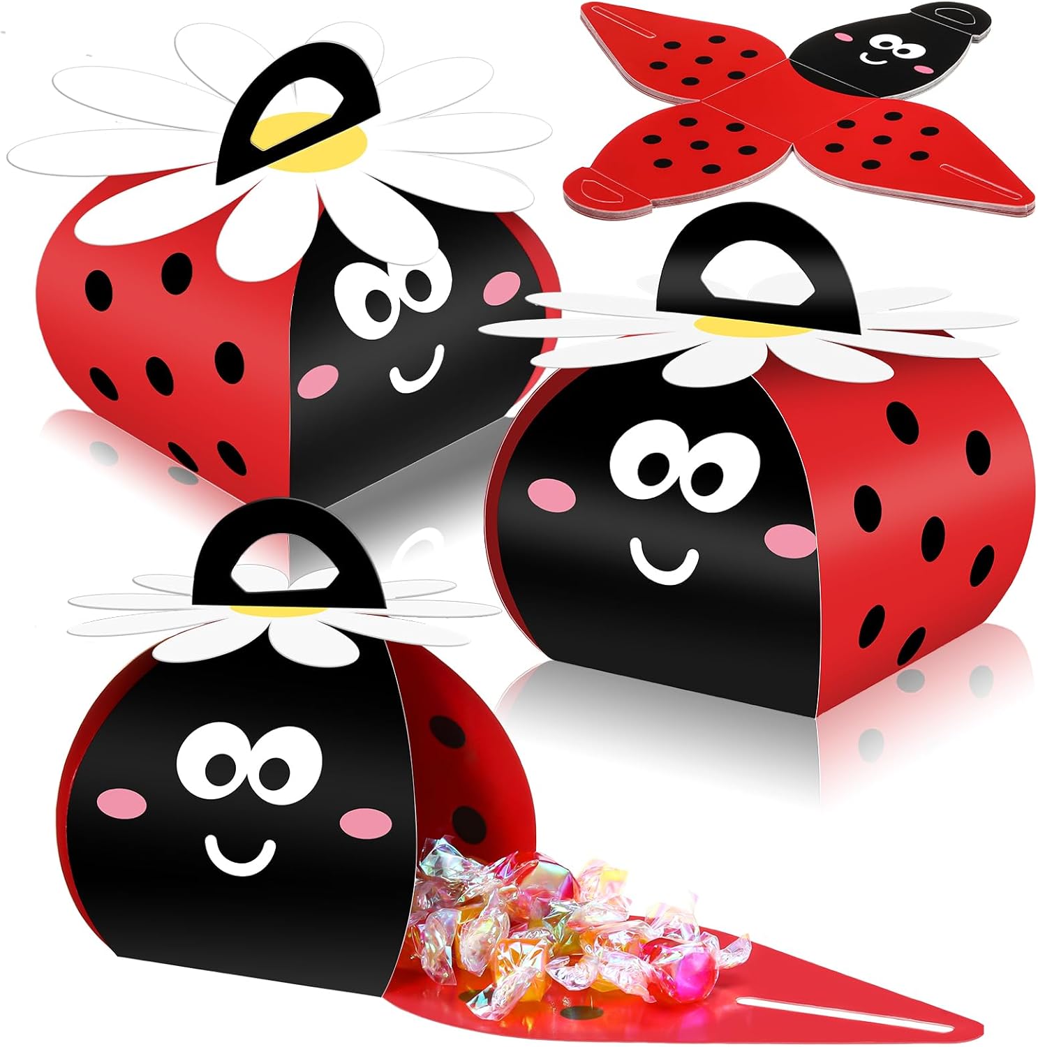 Humyoun 36 Pcs Ladybug Gift Boxes Party Favor Treat Bags