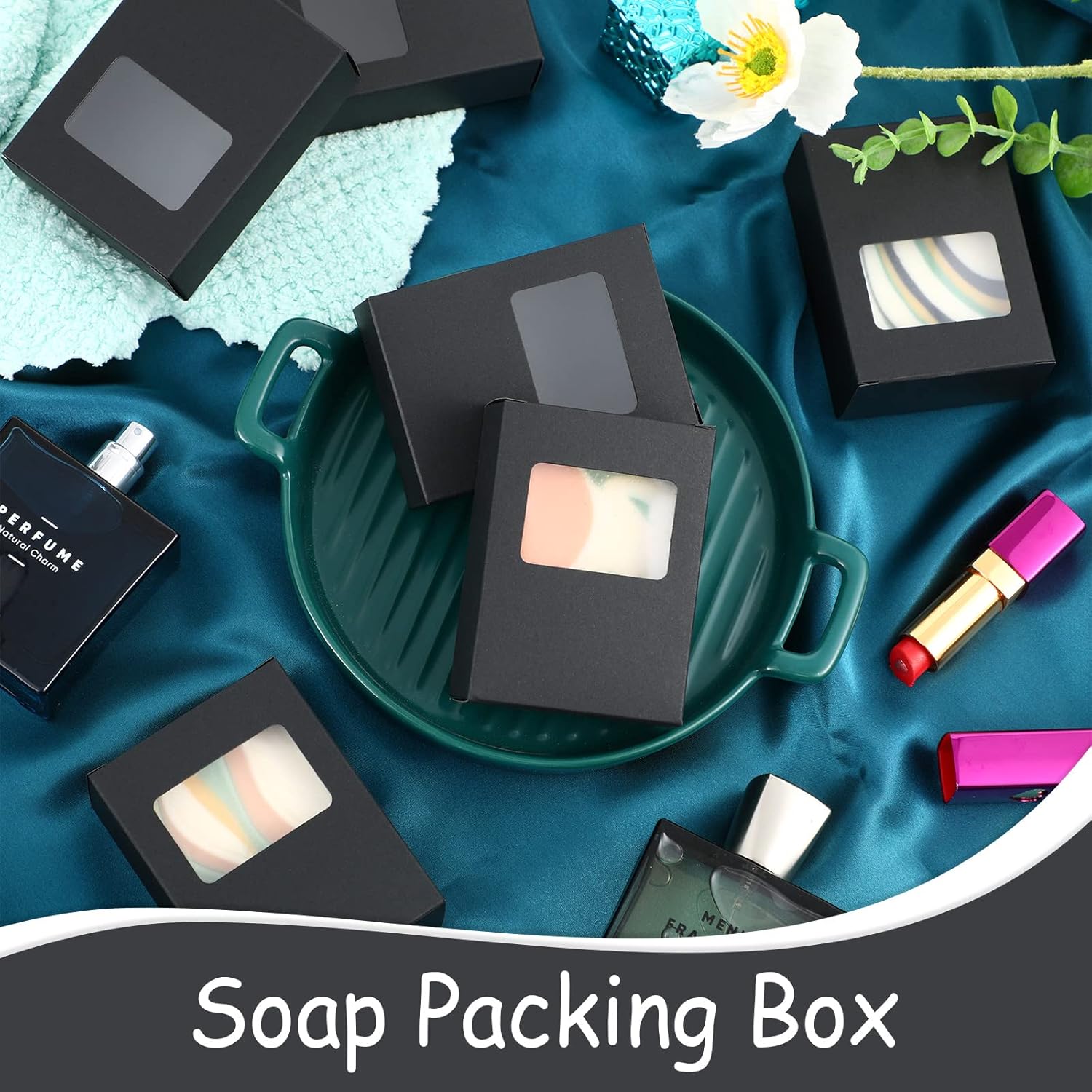 60 Pieces Black Kraft Soap Boxes with Window