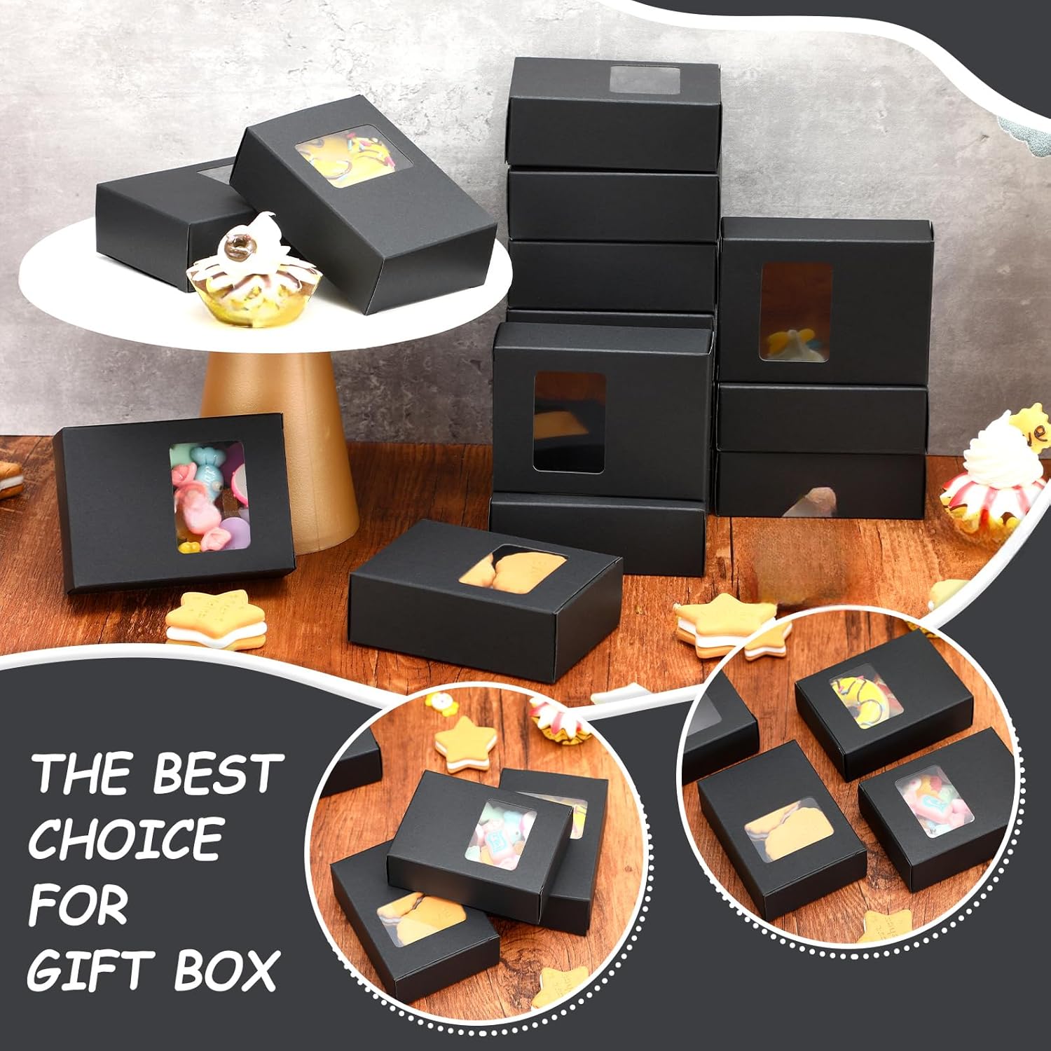 60 Pieces Black Kraft Soap Boxes with Window