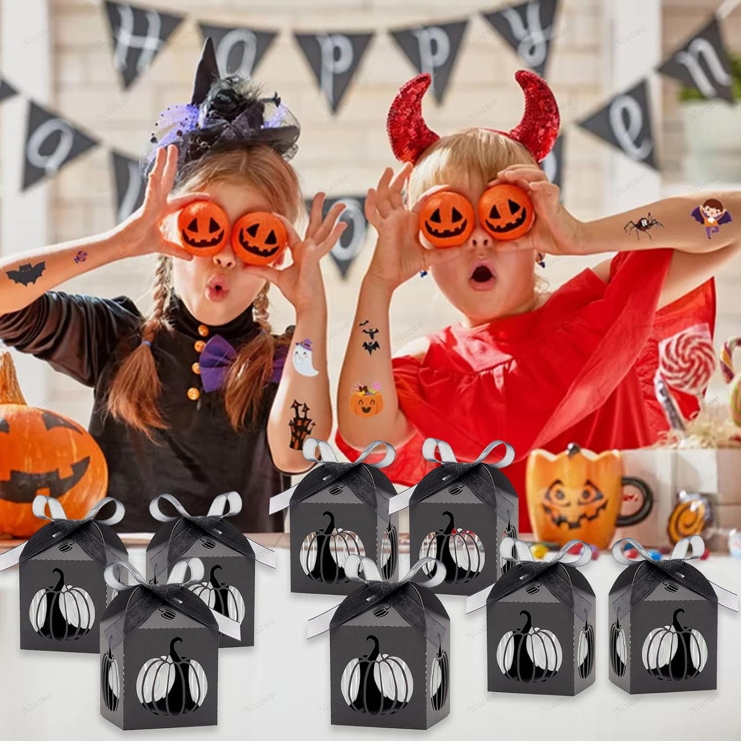 Ncozwo 20 Pcs Black Halloween Treat Boxes