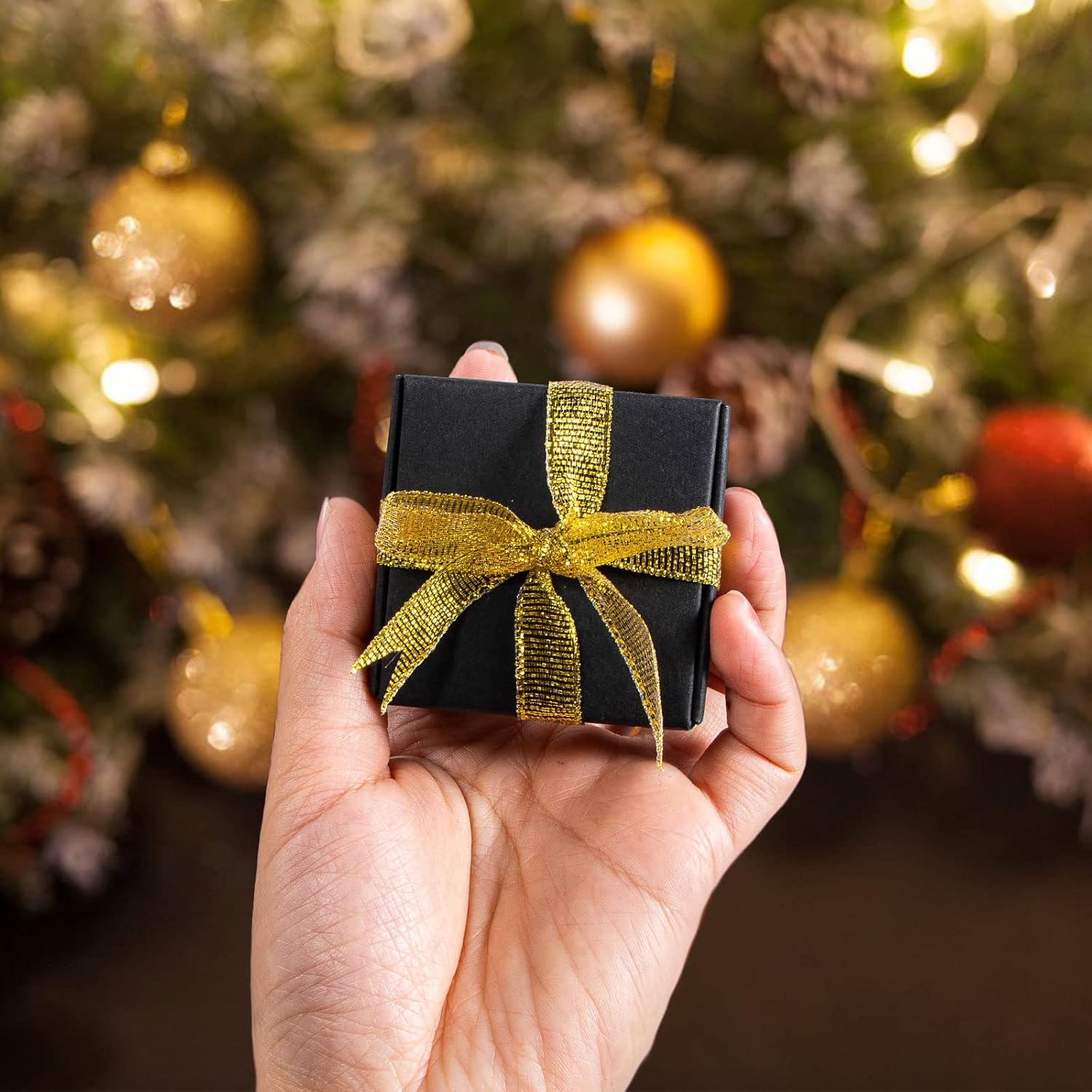 Nignya 100 Pcs Black Mini Gift Boxes Square Kraft Paper Favor Boxes