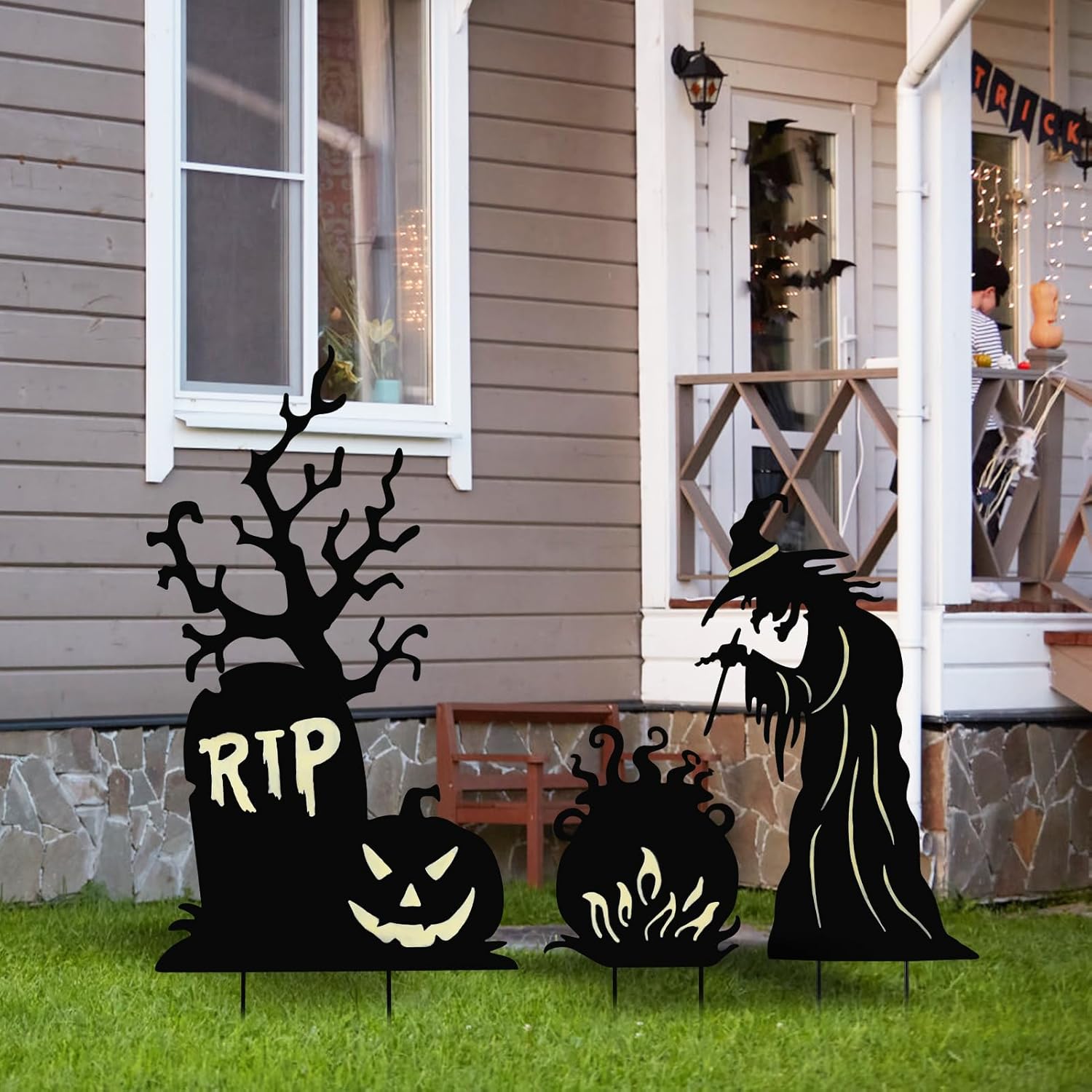 BRIGHTDECK Halloween Yard Signs 3 Pack Outdoor Decorations