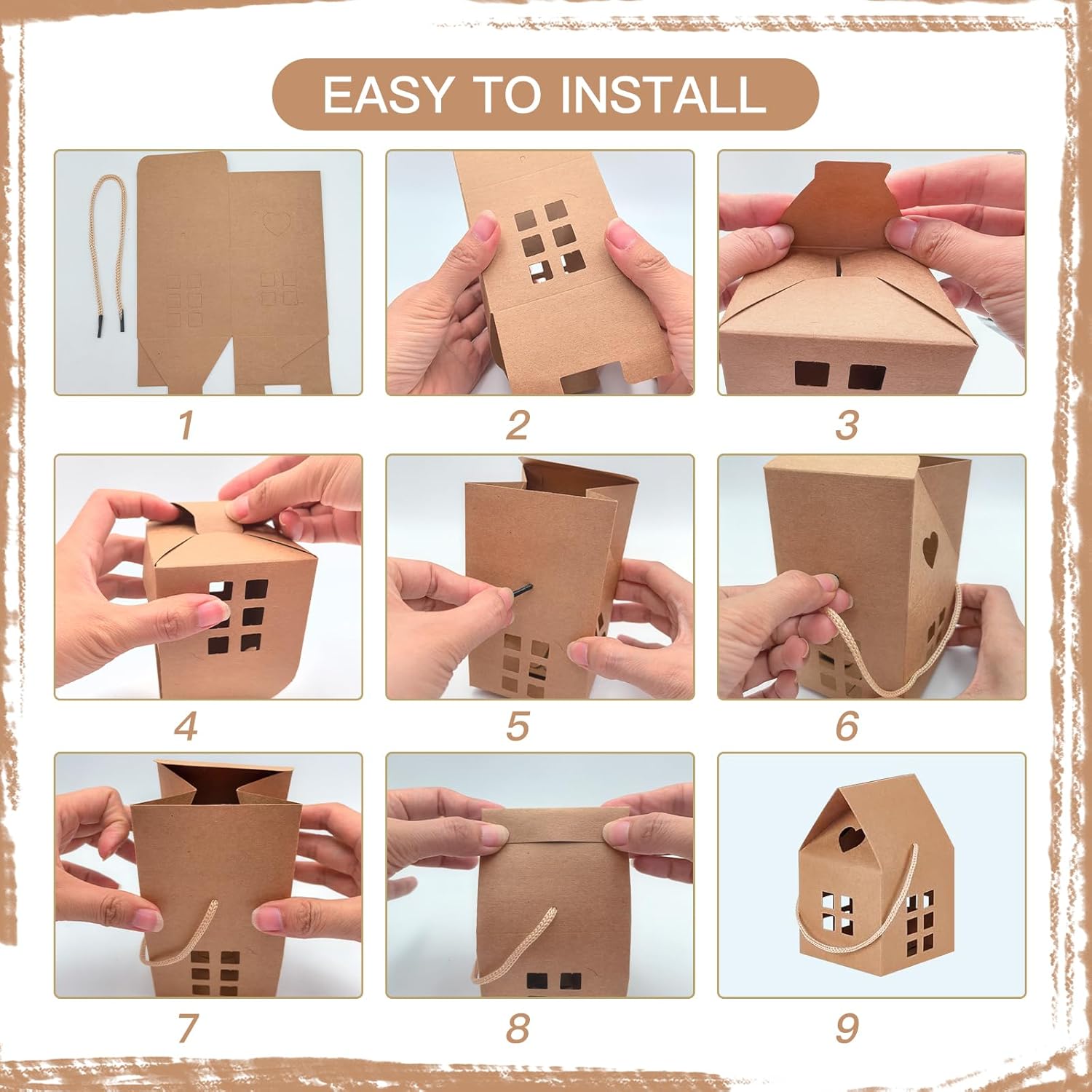 GeryVtee 36 Pcs House Gift Boxes Kraft Paper Candy Containers