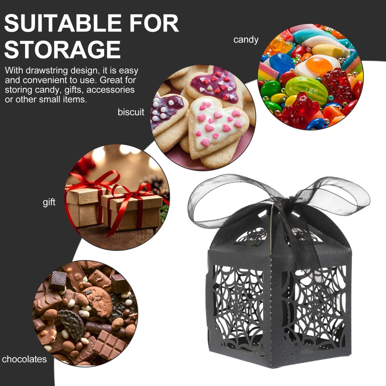 BESTOYARD 50Pcs Halloween Favor Boxes with Ribbons