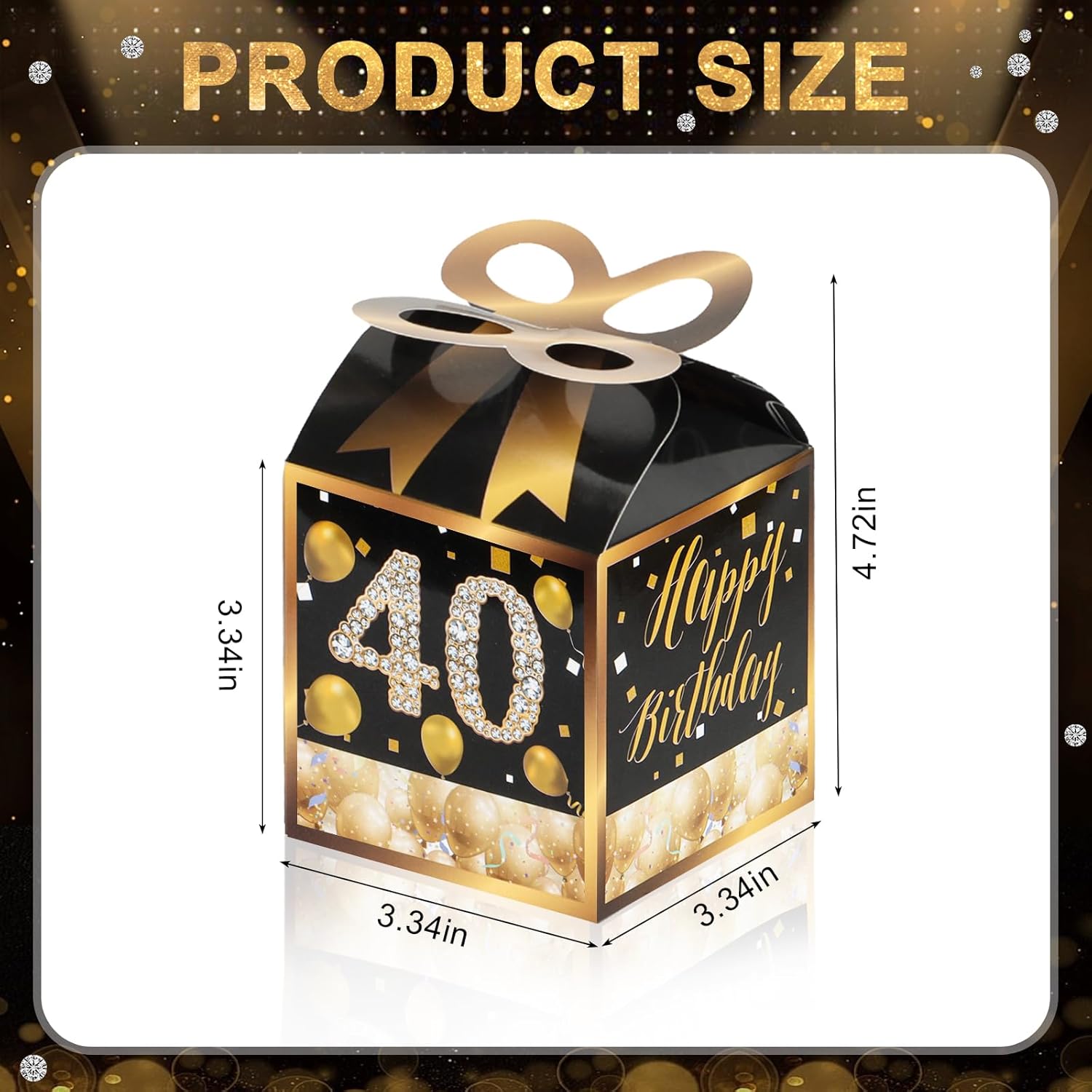 50 Gold Themed Square Birthday Favor Boxes