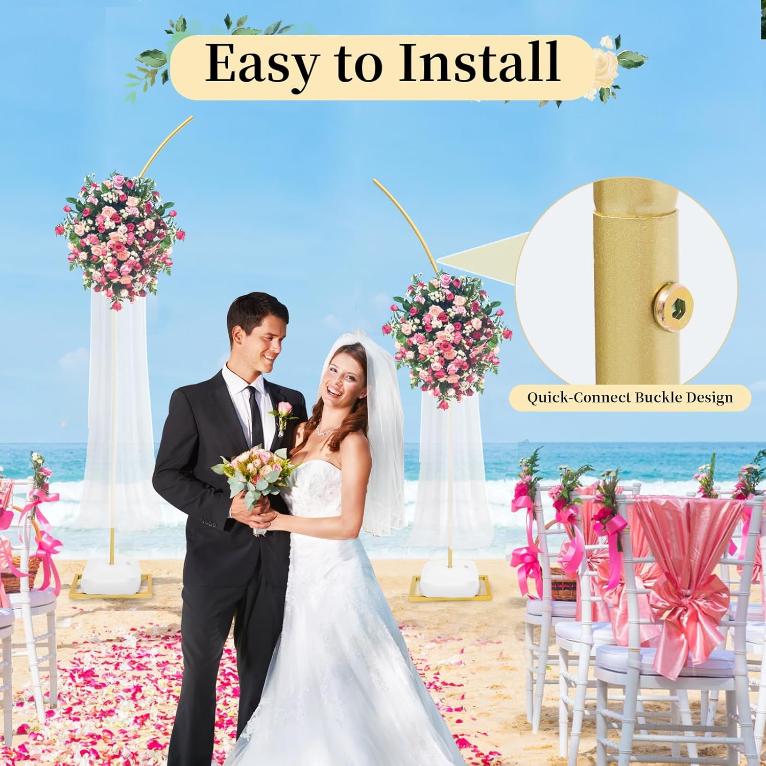 Gold Balloon Arch Stand Kit - 6FT and 8FT