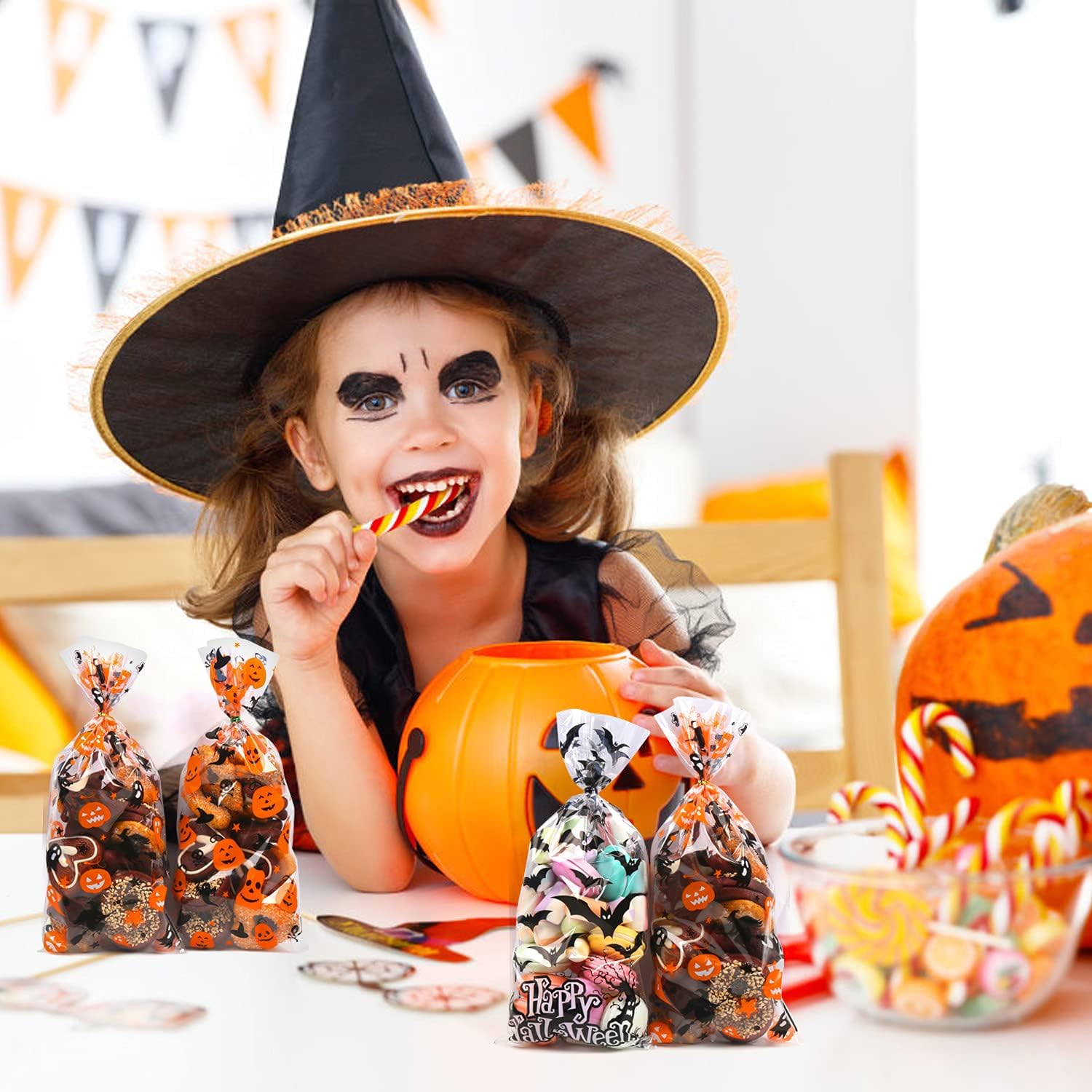 STEFORD Halloween Cellophane Bags 180 PCS