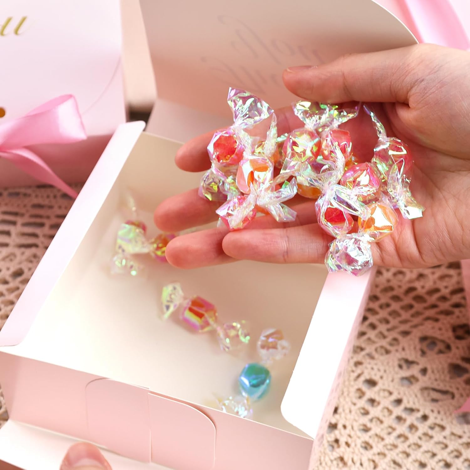 VGOODALL 20PCS Pink Gift Boxes with Bow Ribbons