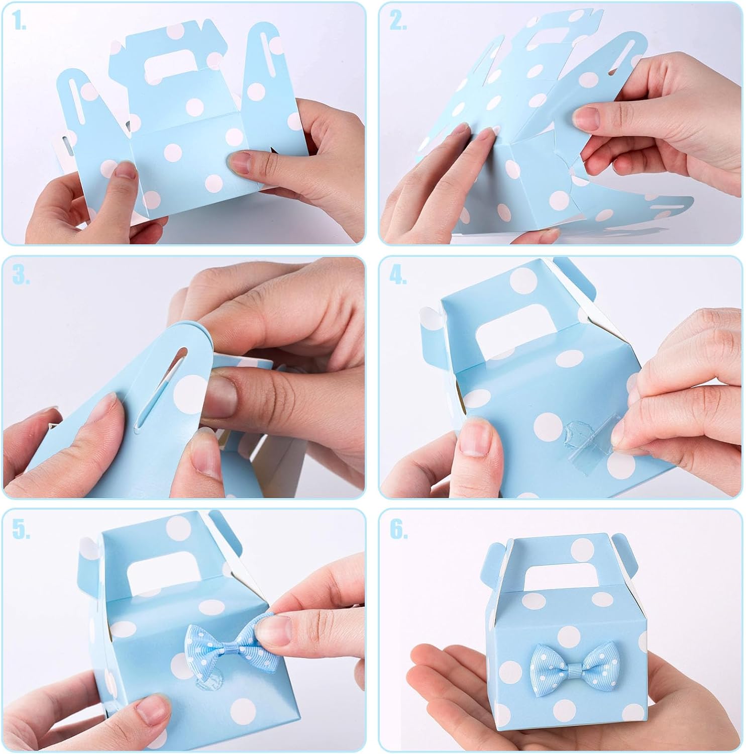 VGOODALL 30PCS Blue Polka Dot Favor Boxes