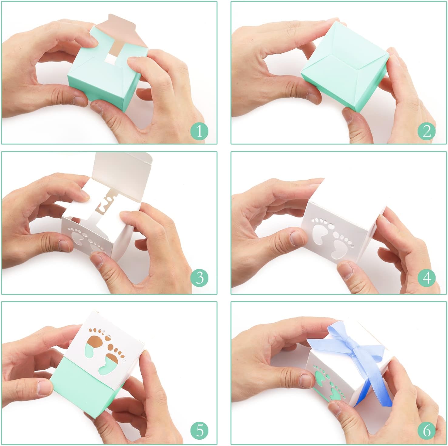 100 Pack Baby Shower Favor Boxes with Ribbon Blue