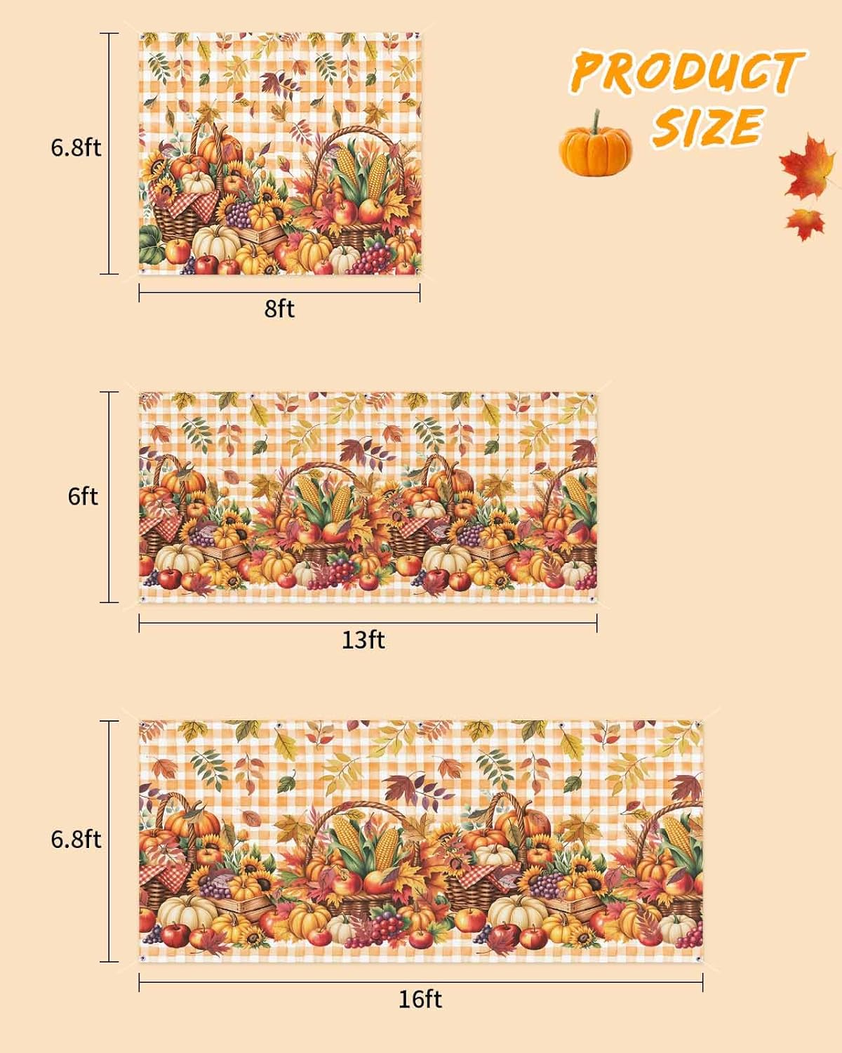 Fall Garage Door Banner 7x8 ft Thanksgiving Decor