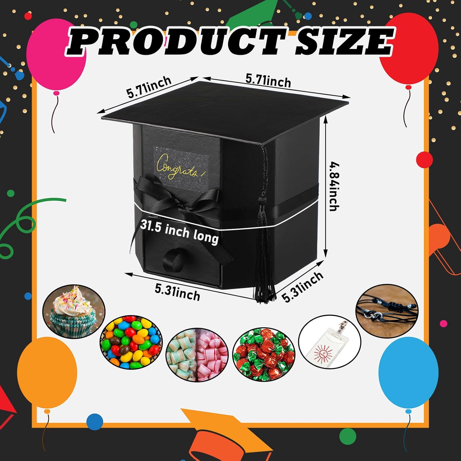 Chunful 3 Pcs Graduation Cap Gift Boxes with Drawer
