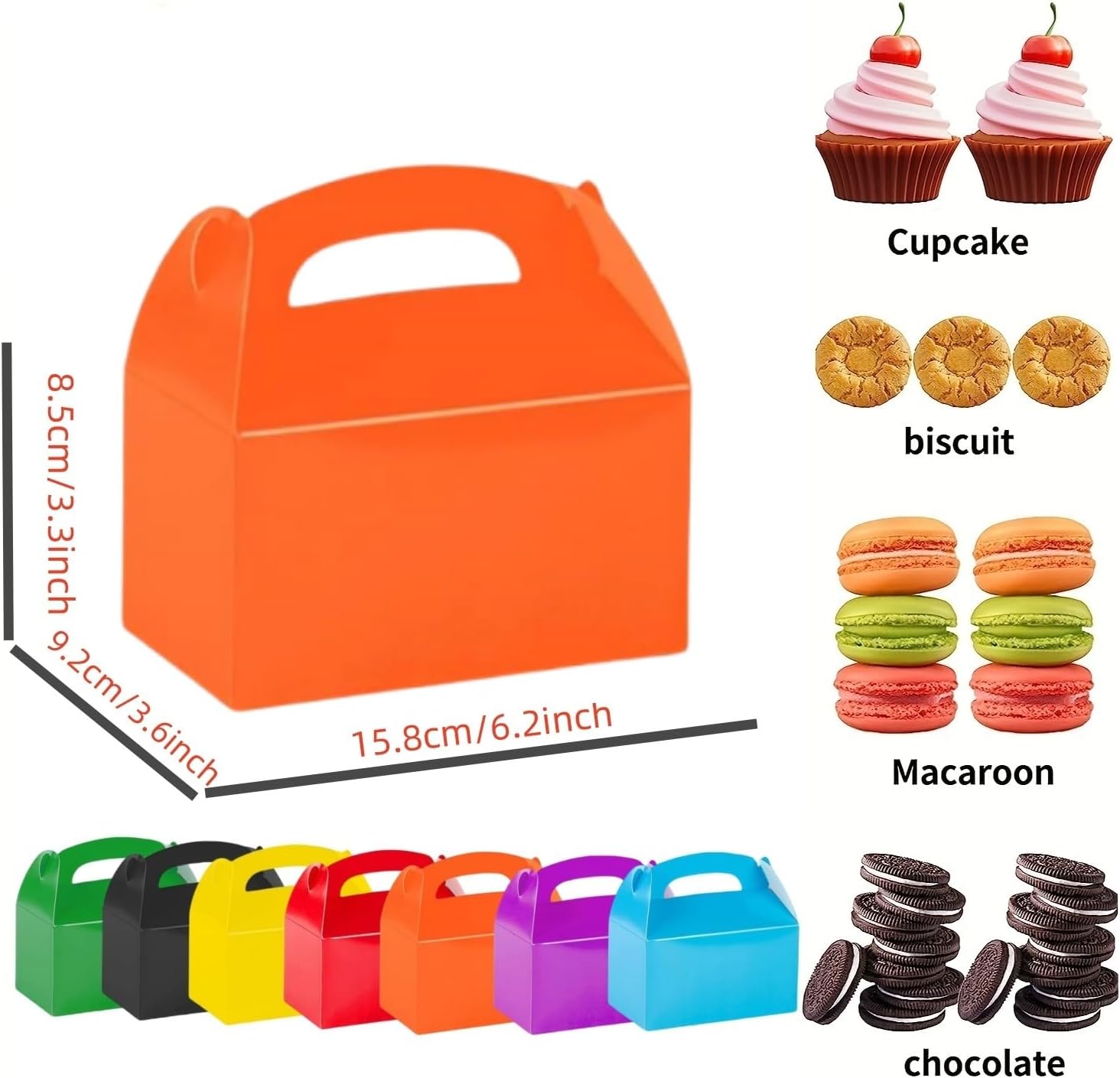 CHNLML 12 Pack Treat Boxes with Handles Orange