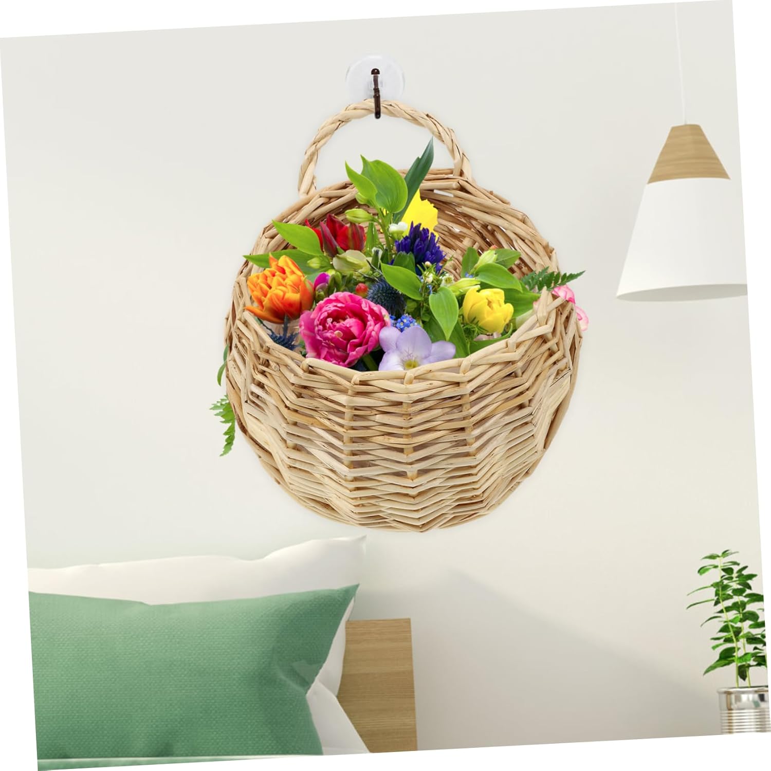 Hoement 2pcs Woven Hanging Planter Basket for Home Decor