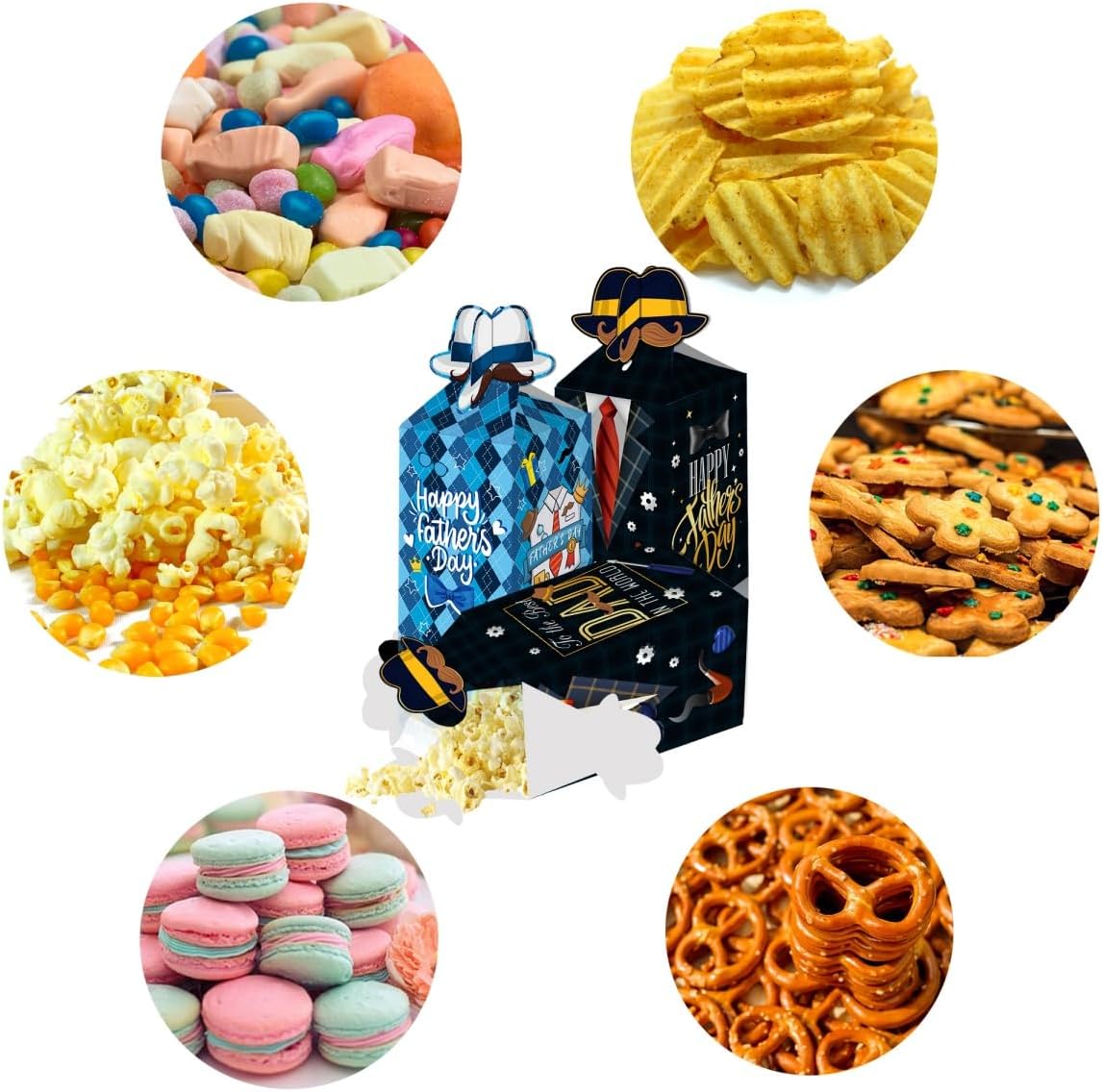 LOONELO Fathers Day Favor Boxes 12 Pcs Blue Cardboard Treat Gift Boxes