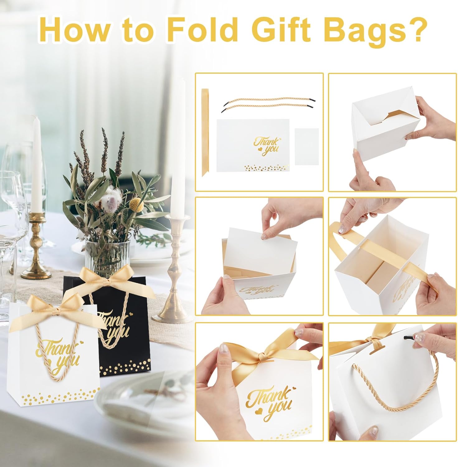 SHAIDOJIO 40 Pack Thank You Gift Bags with Handle