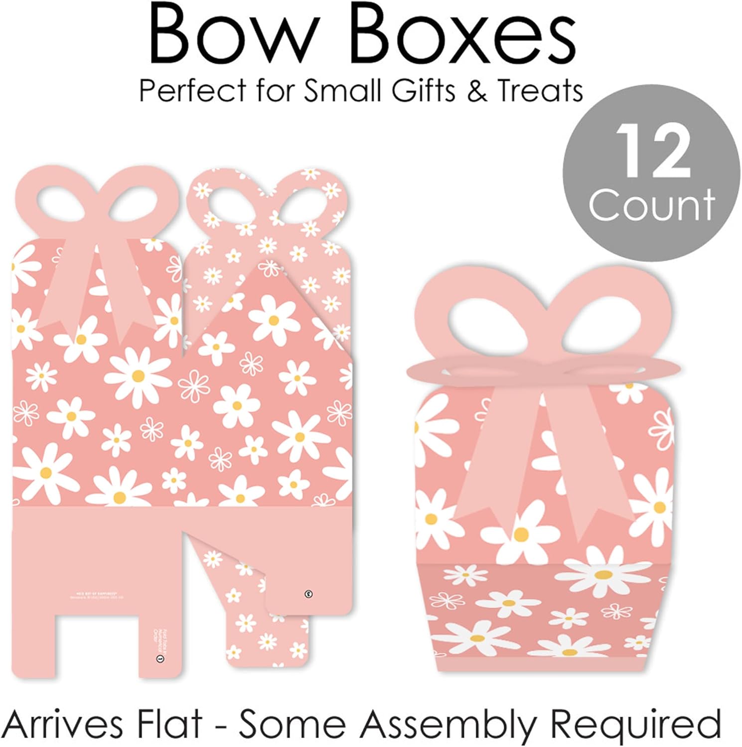 Pink Daisy Flowers Square Gift Boxes Set of 12
